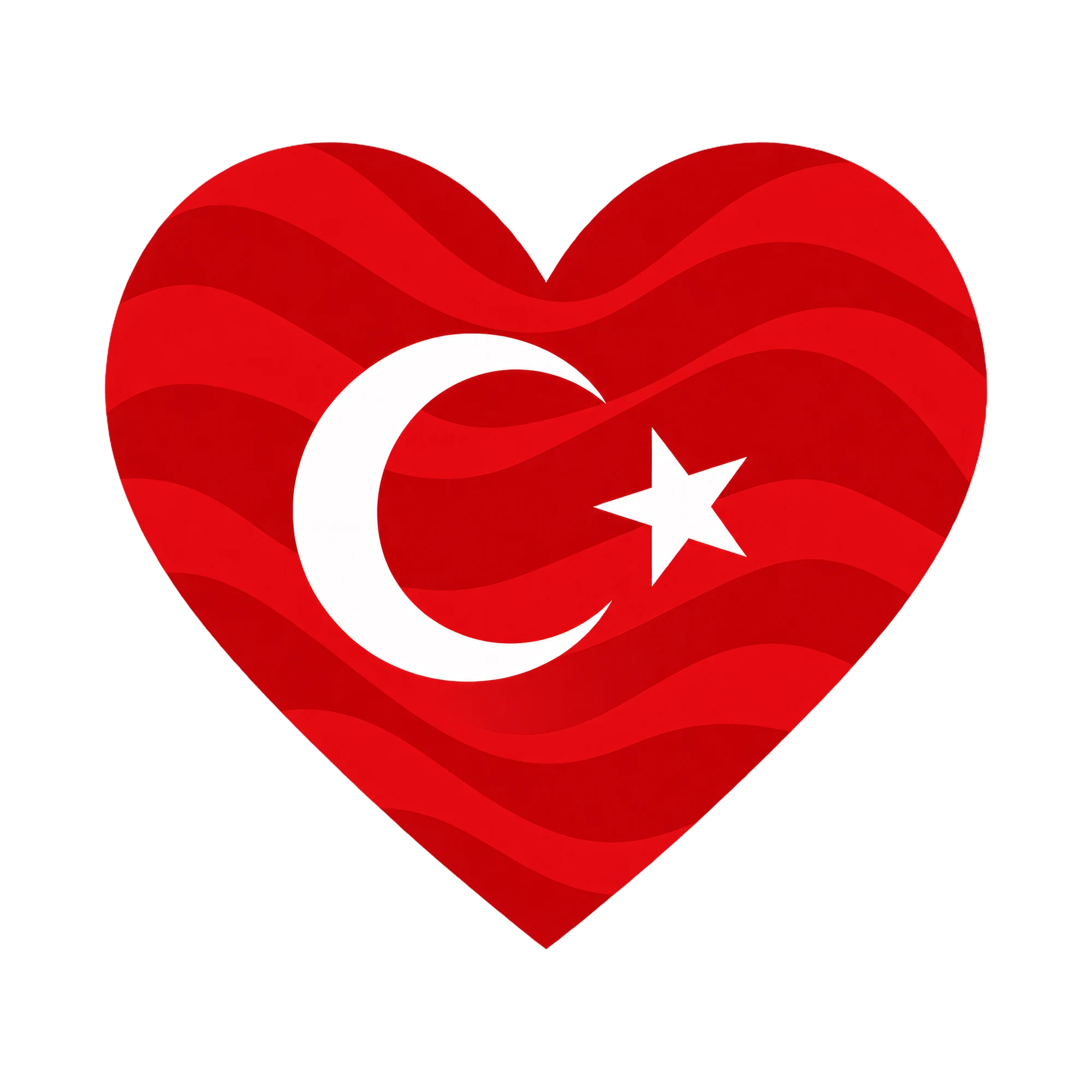 Bügelbild Herz-Flagge Türkei, Lustiger Shirt Motiv als Grafik auf weißem Hintergrund (BB017099)
