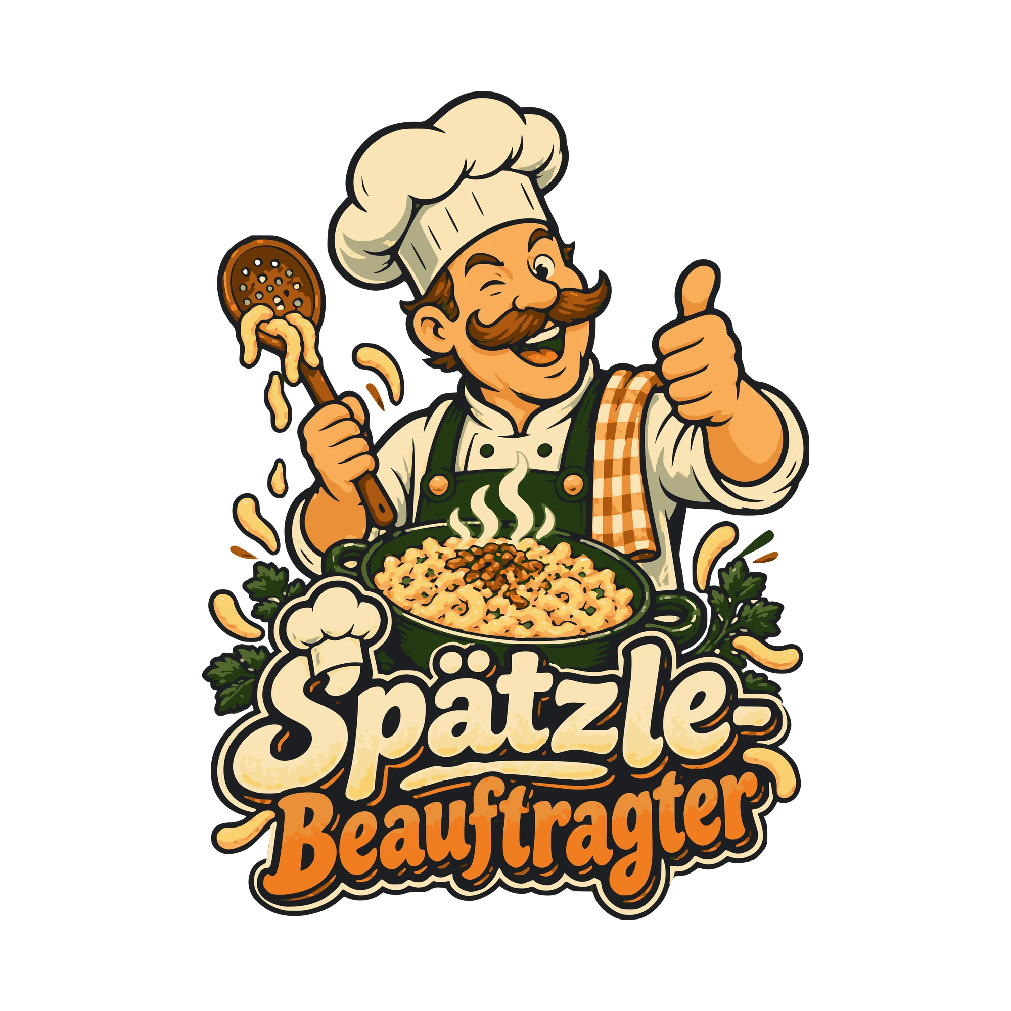 Bügelbild Spätzle-Beauftragter als Grafik auf weißem Hintergrund (BB011275)