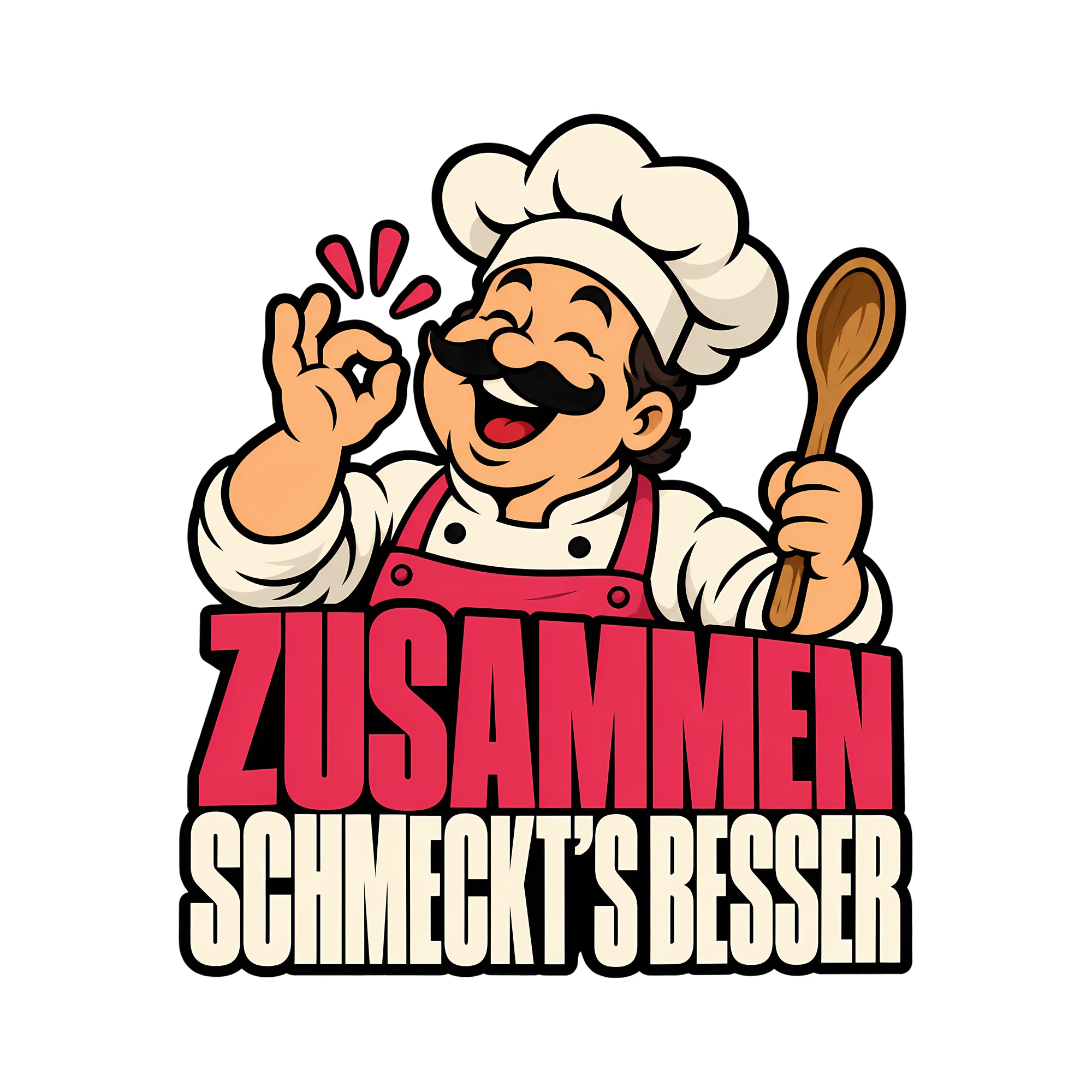 Bügelbild Zusammen schmeckt’s besser als Grafik auf weißem Hintergrund (BB012110)