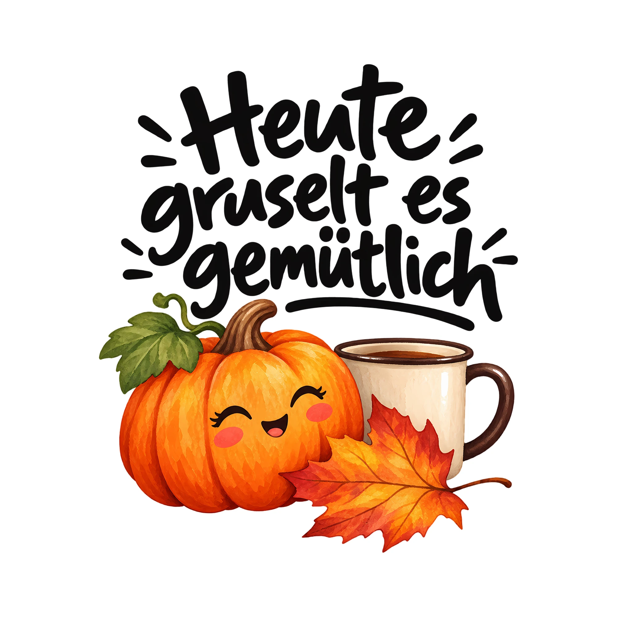 Bügelbild Heute gruselt es gemütlich als Grafik auf weißem Hintergrund (BB012638)