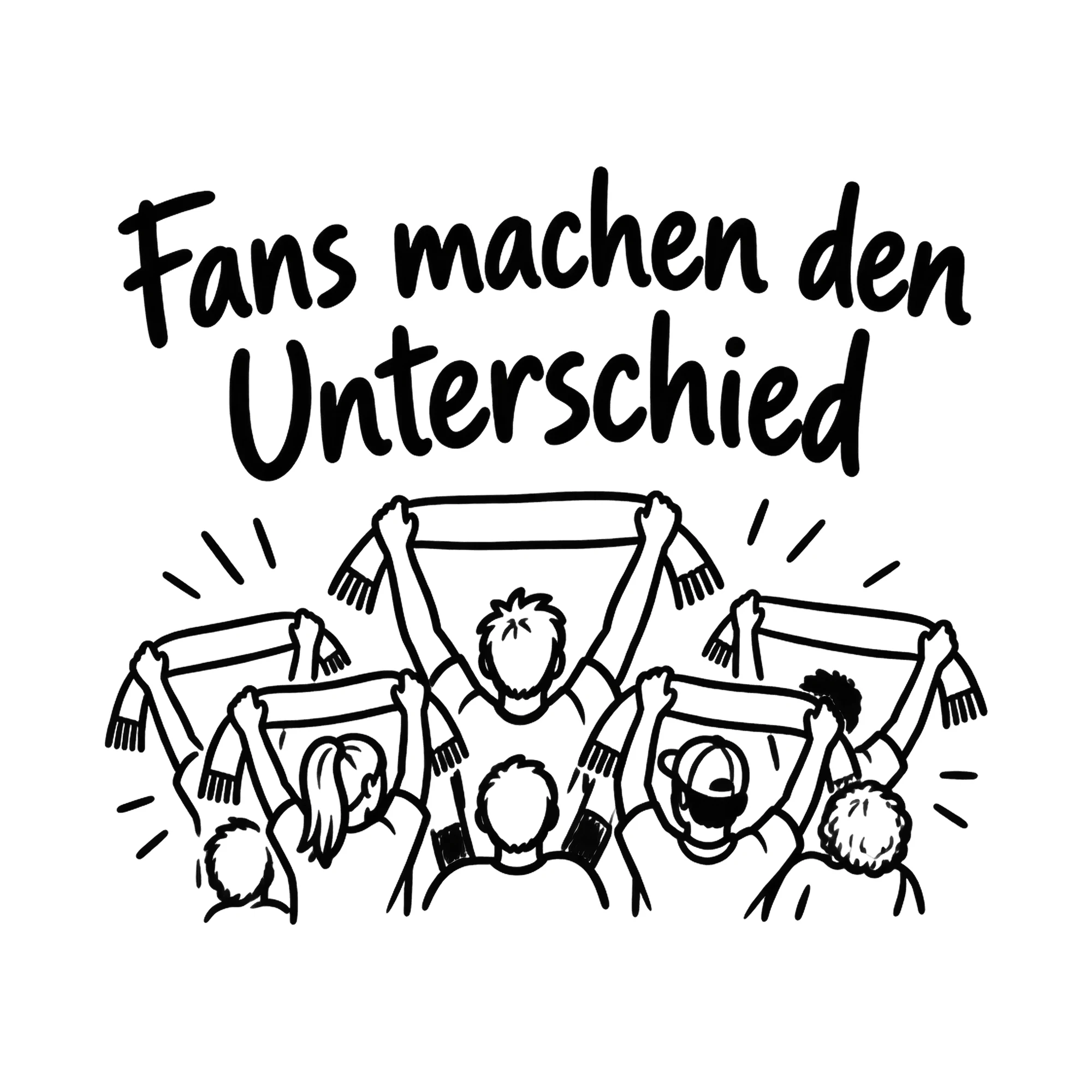 Bügelbild Fans machen den Unterschied als Grafik auf weißem Hintergrund (BB020392)