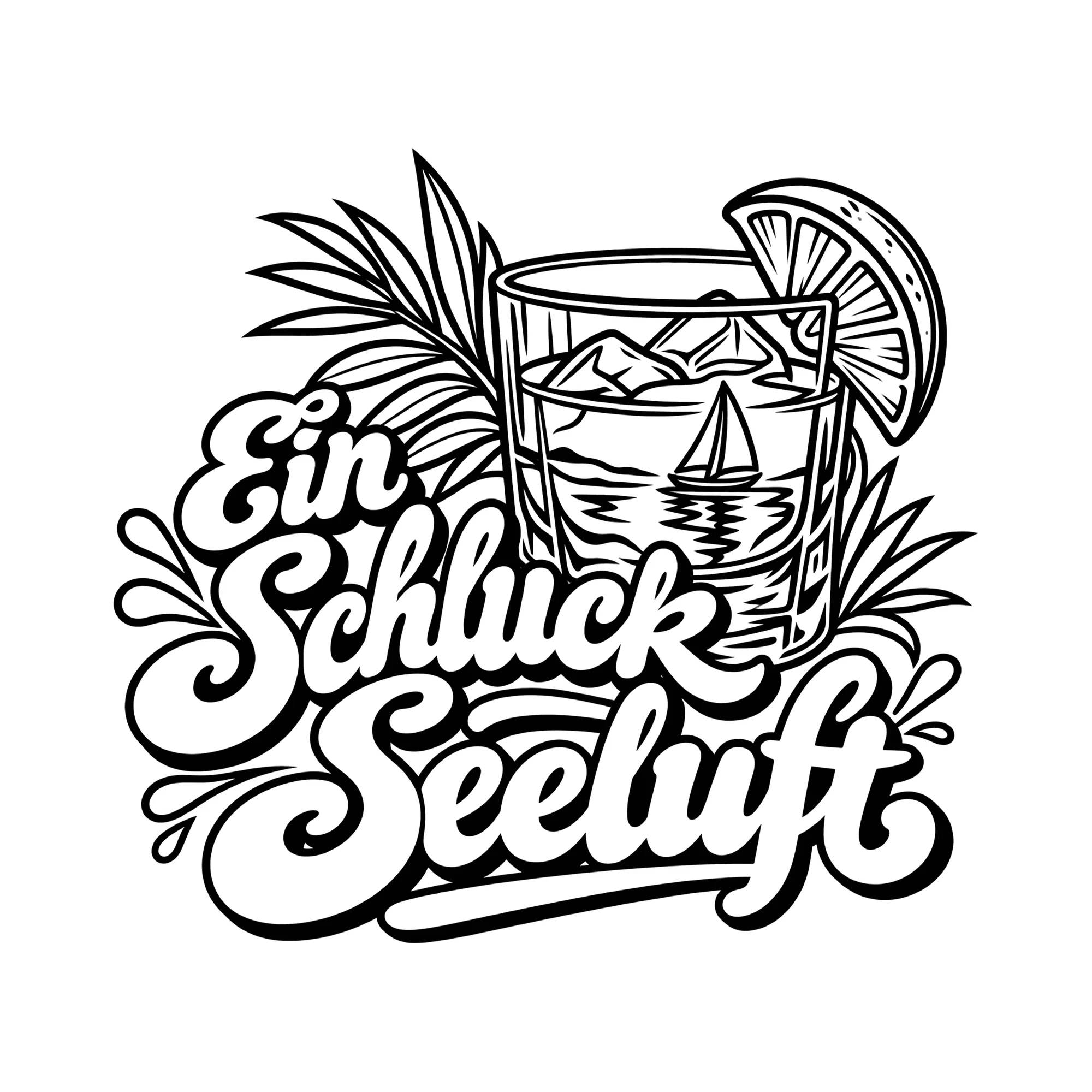 Bügelbild Ein Schluck Seeluft als Grafik auf weißem Hintergrund (BB012136)