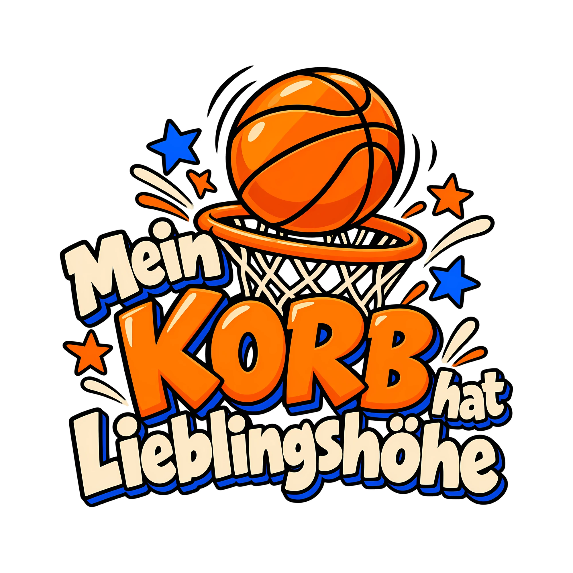 Bügelbild Mein Korb hat Lieblingshöhe als Grafik auf weißem Hintergrund (BB013845)