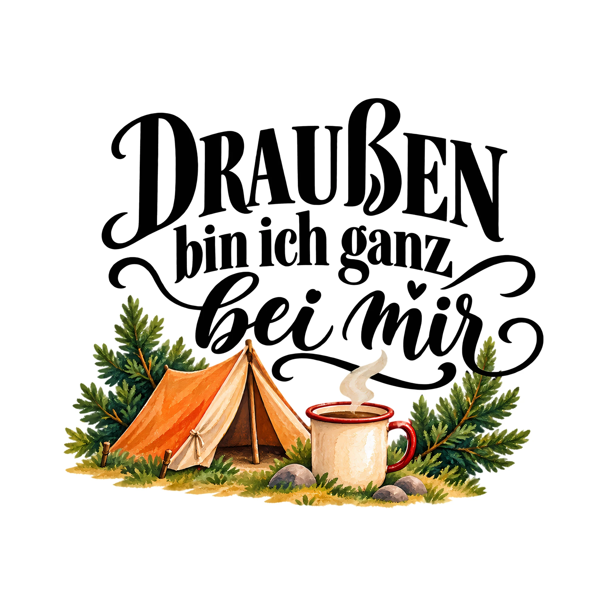 Bügelbild Draußen bin ich ganz bei mir als Grafik auf weißem Hintergrund (BB014378)