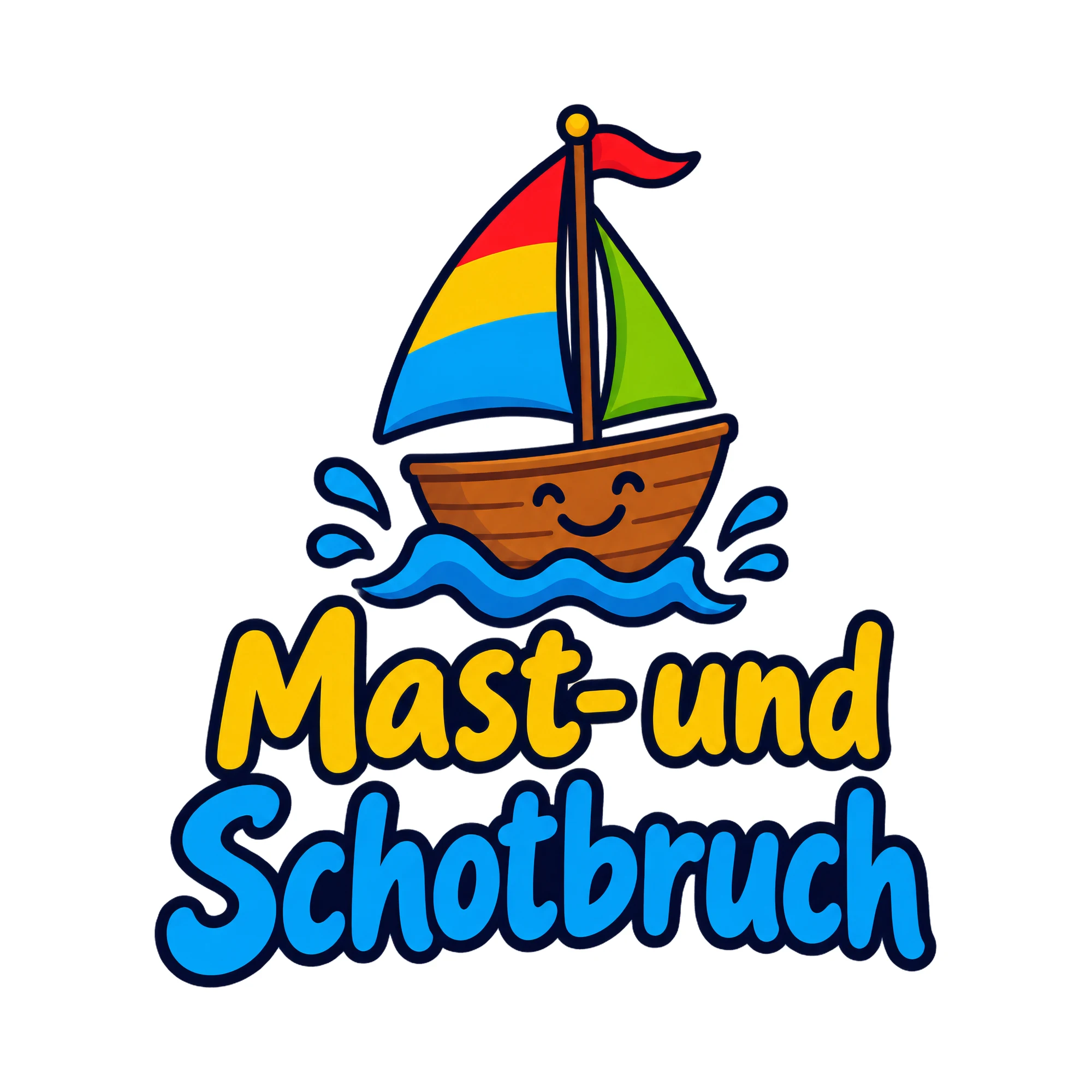 Bügelbild Mast- und Schotbruch als Grafik auf weißem Hintergrund (BB019401)