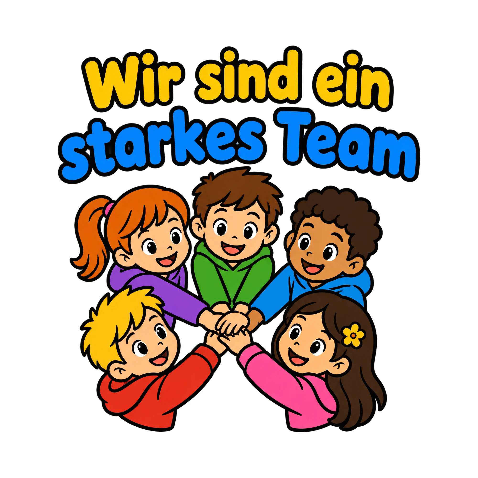 Bügelbild Wir sind ein starkes Team als Grafik auf weißem Hintergrund (BB020082)