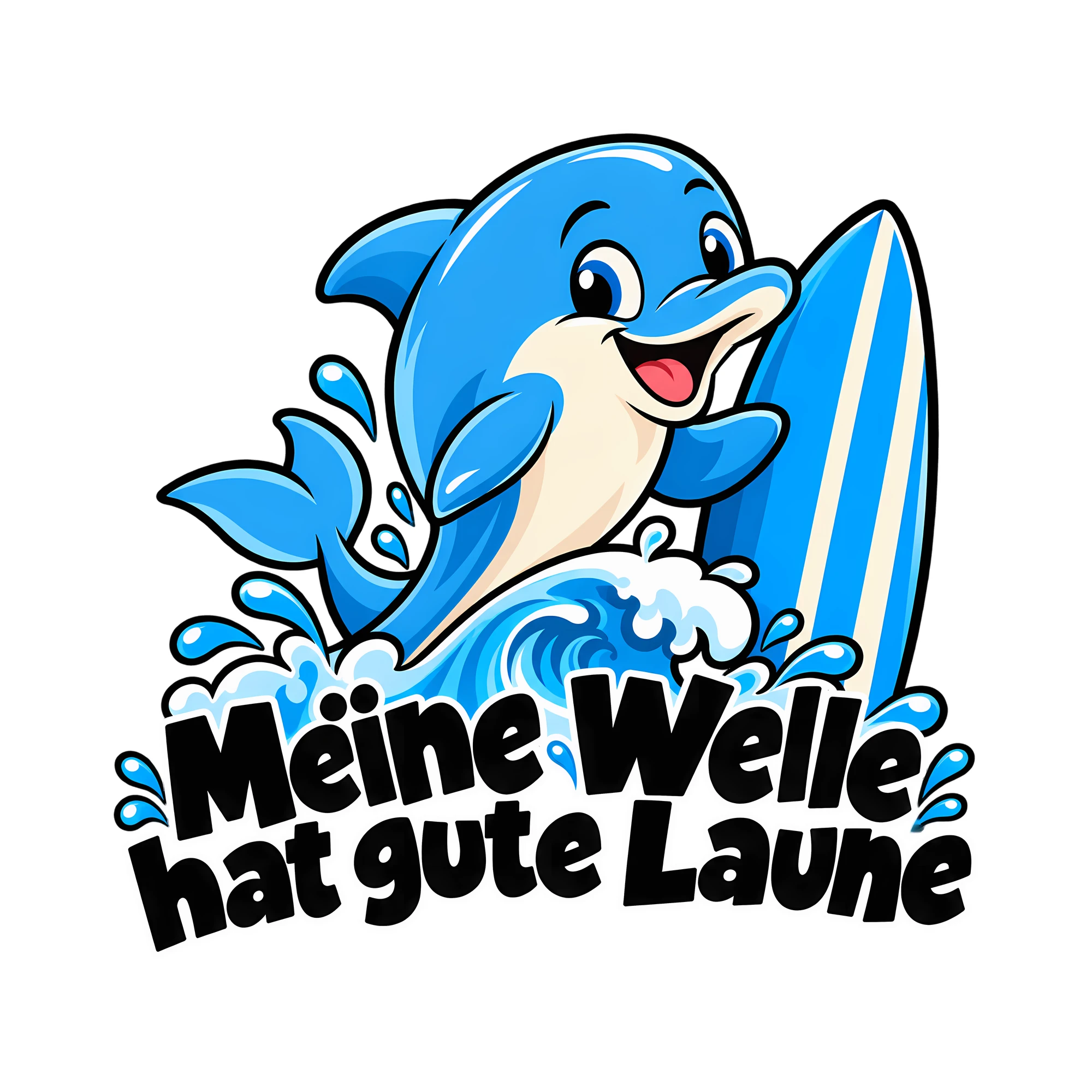 Bügelbild Meine Welle hat gute Laune als Grafik auf weißem Hintergrund (BB013312)