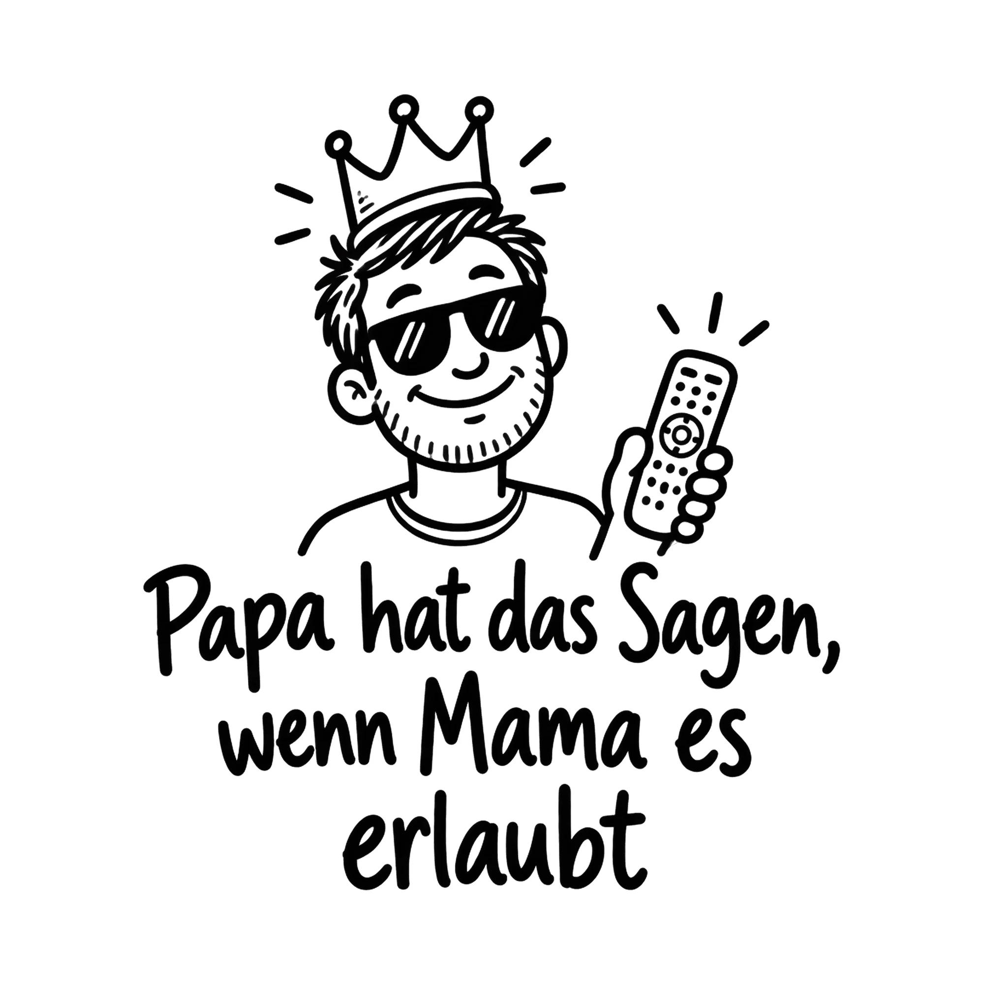 Bügelbild Papa hat das Sagen, wenn Mama es erlaubt als Grafik auf weißem Hintergrund (BB019228)