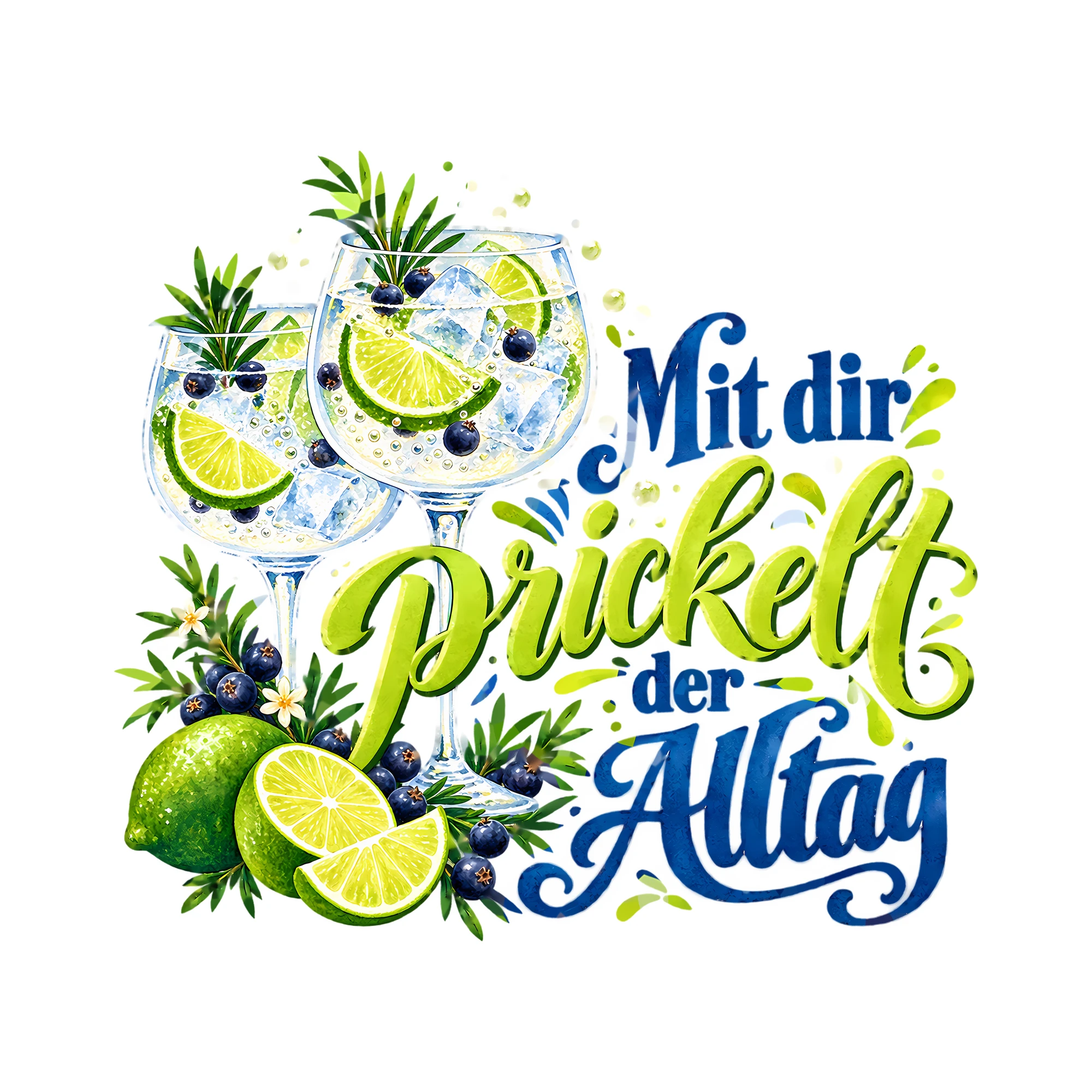 Bügelbild Mit dir prickelt der Alltag als Grafik auf weißem Hintergrund (BB011975)