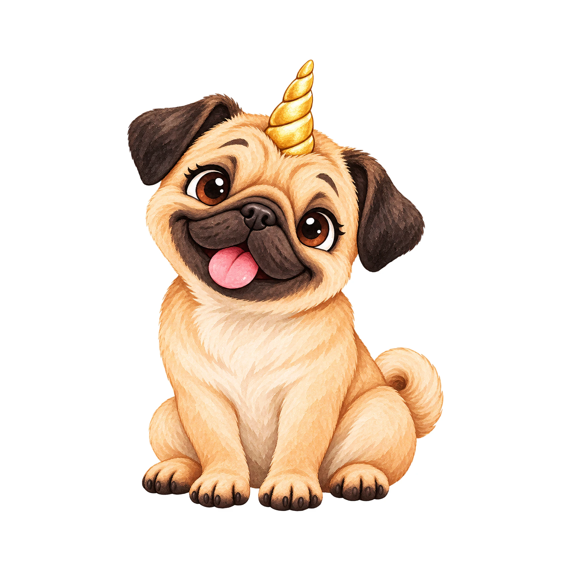 Bügelbild Unicorn Dog | Tiere Shirt Motiv als Grafik auf weißem Hintergrund (BB016093)