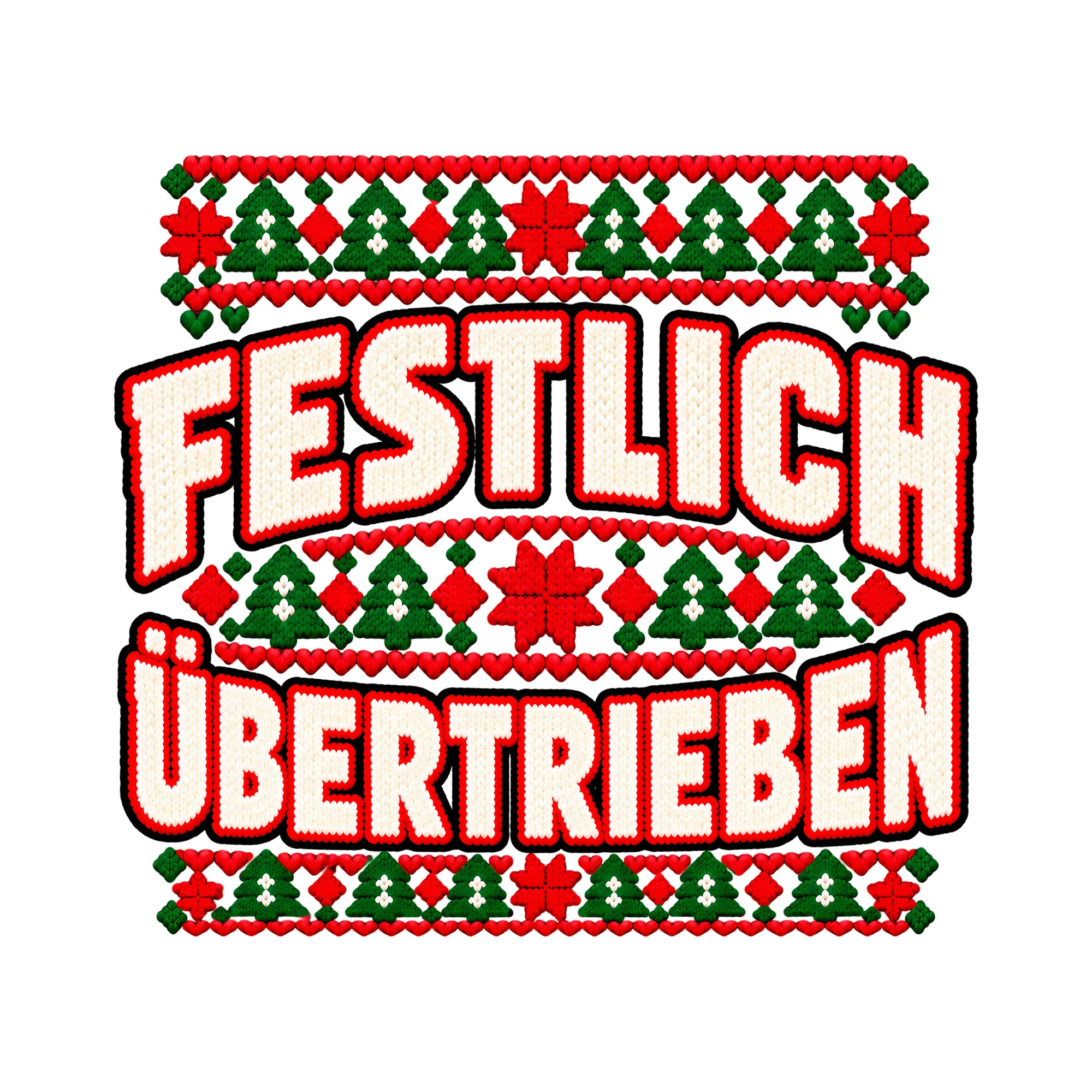 Bügelbild Festlich übertrieben als Grafik auf weißem Hintergrund (BB011415)