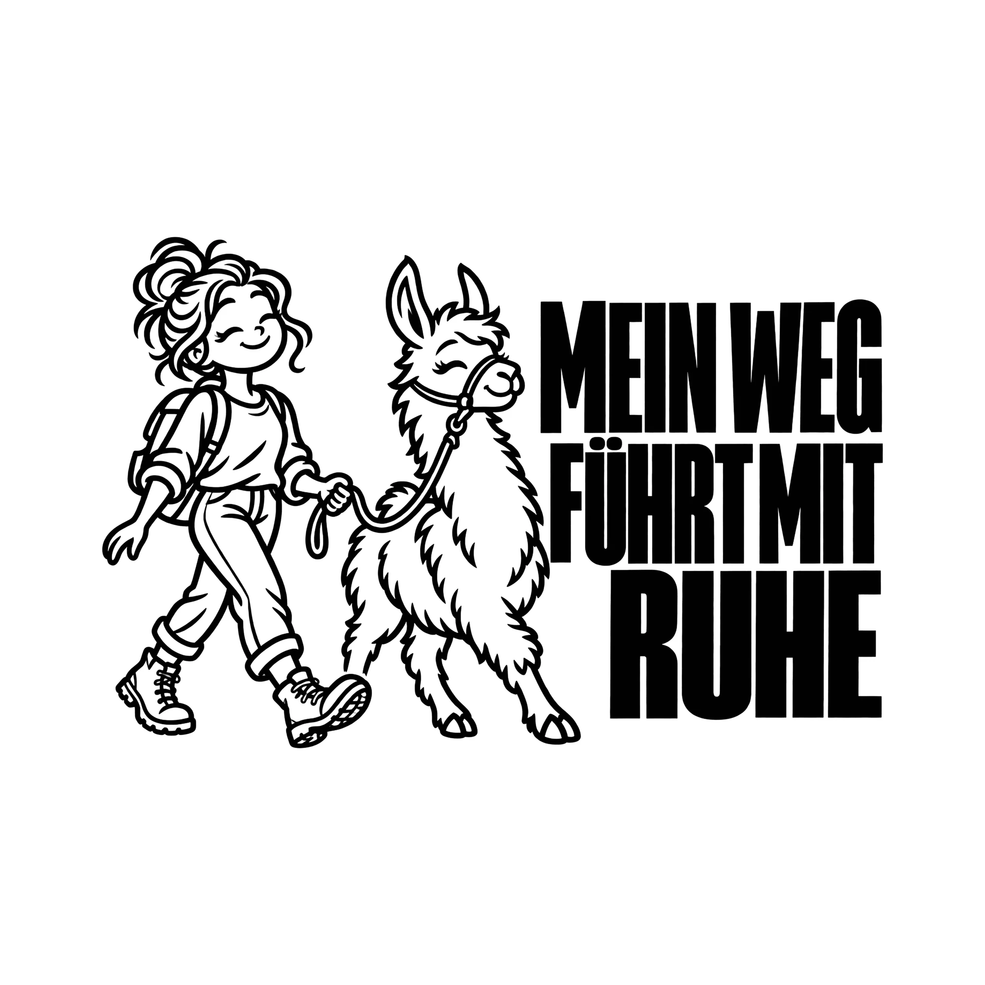 Bügelbild MEIN WEG FÜHRT MIT RUHE als Grafik auf weißem Hintergrund (BB014451)