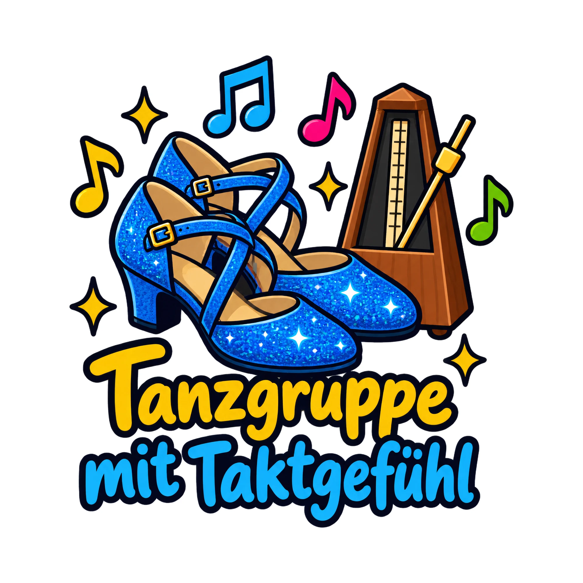 Bügelbild Tanzgruppe mit Taktgefühl, Vereine Shirt Spruch als Grafik auf weißem Hintergrund (BB016683)
