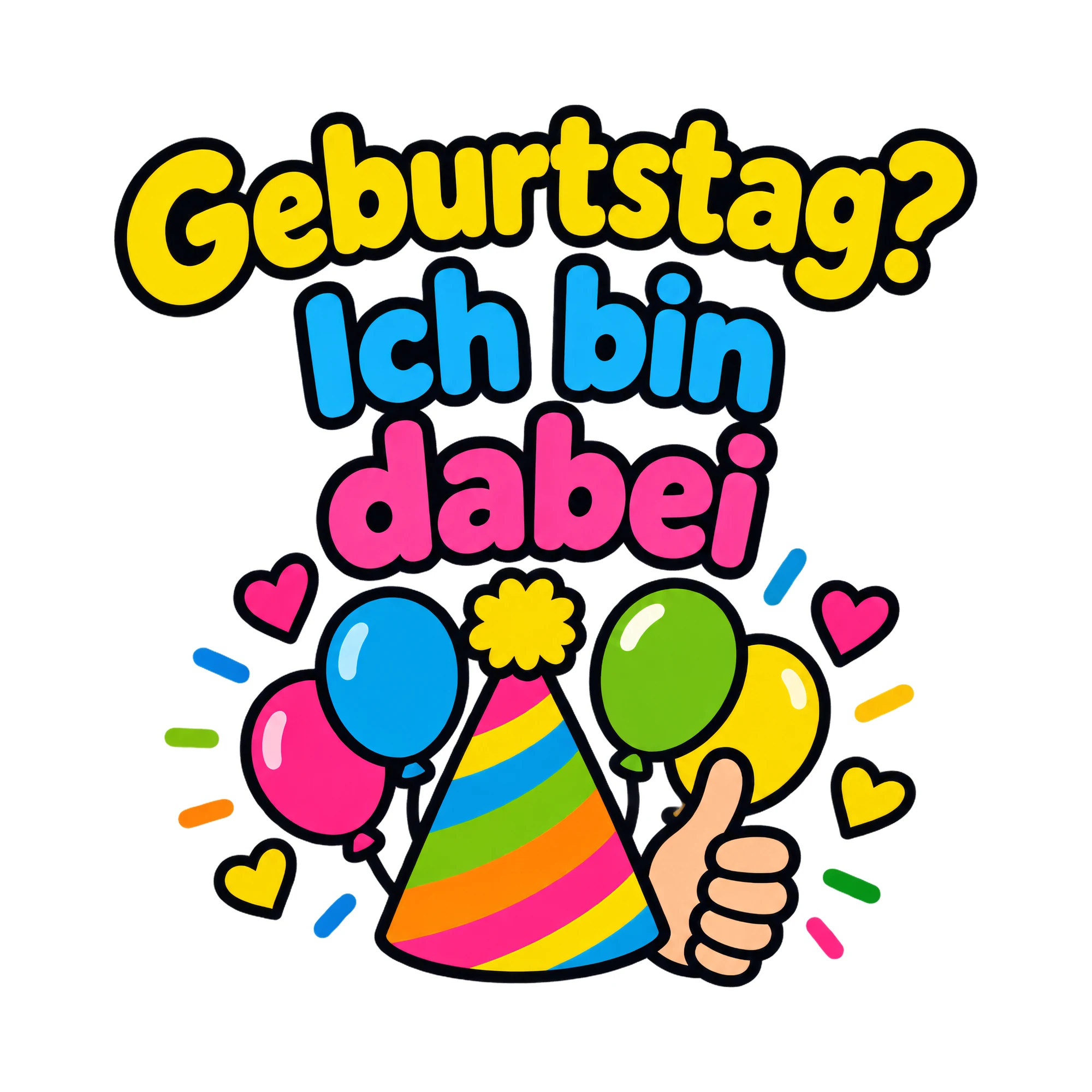 Bügelbild Geburtstag? Ich bin dabei als Grafik auf weißem Hintergrund (BB020544)