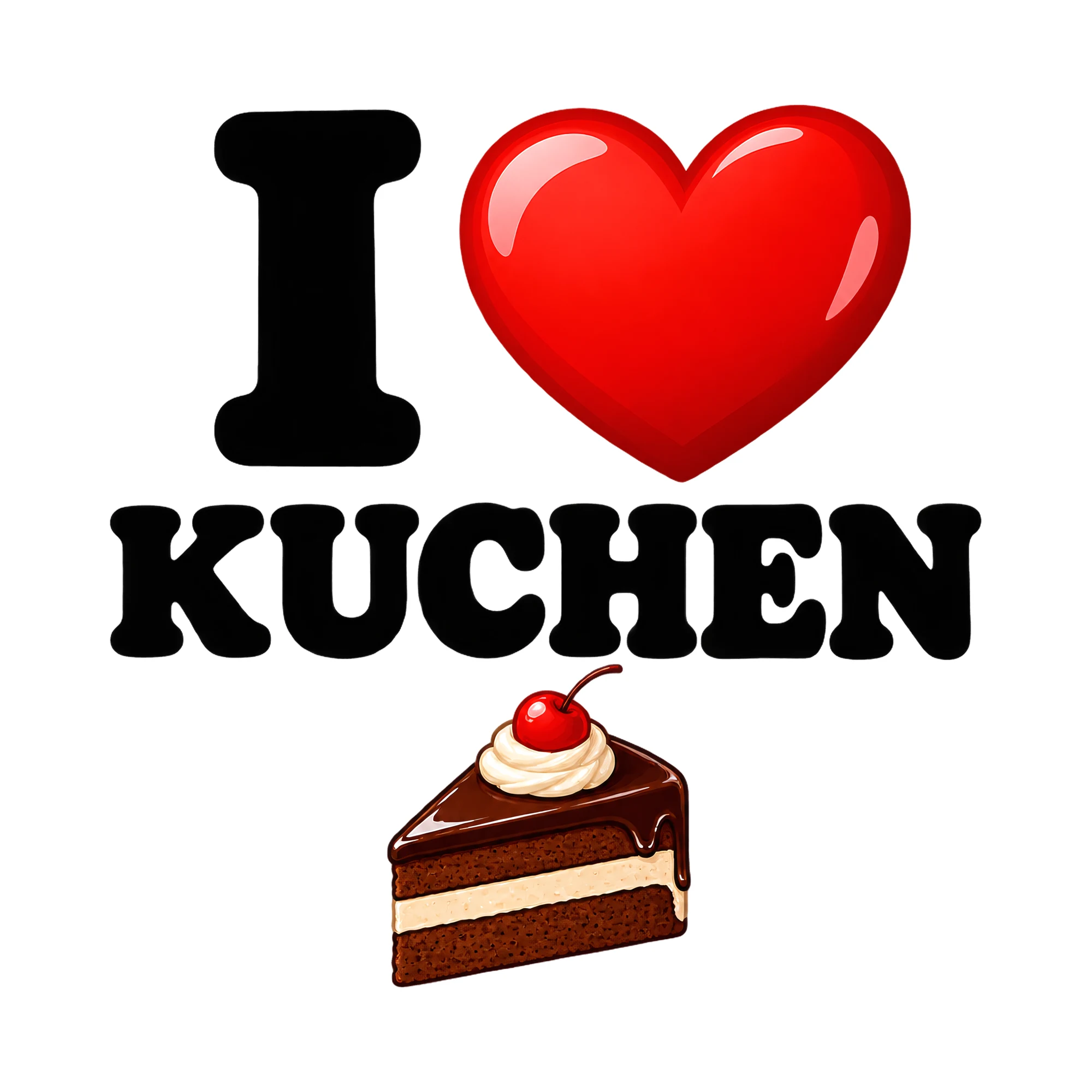Bügelbild Kuchenliebe mit Herz, Familienshirt Spruch als Grafik auf weißem Hintergrund (BB017109)