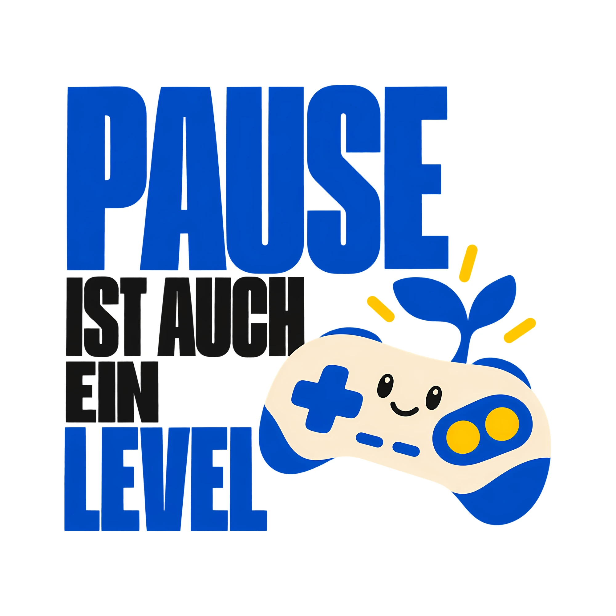 Bügelbild Pause ist auch ein Level als Grafik auf weißem Hintergrund (BB013031)