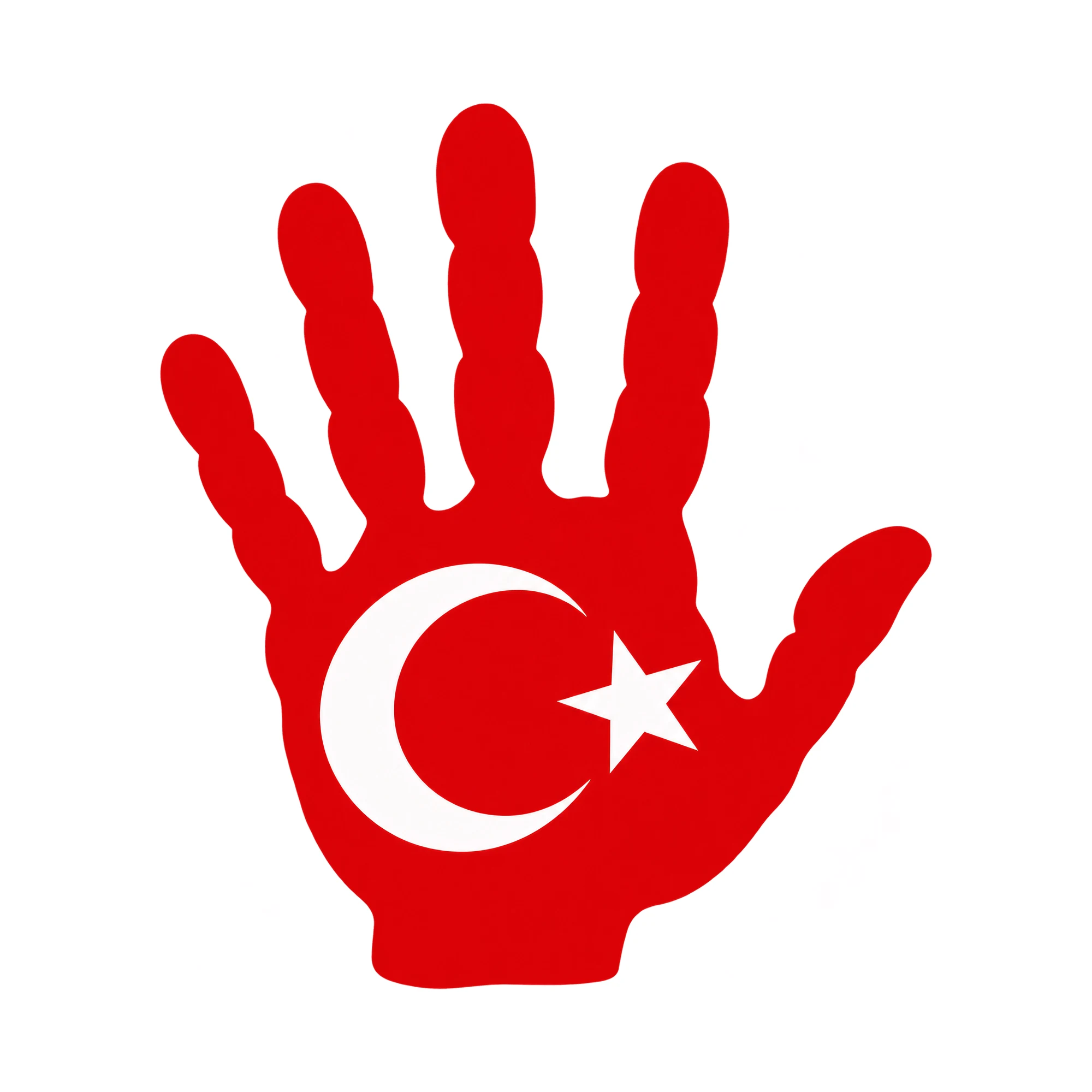 Bügelbild Hand Türkei, Lustiger Shirt Motiv als Grafik auf weißem Hintergrund (BB015405)