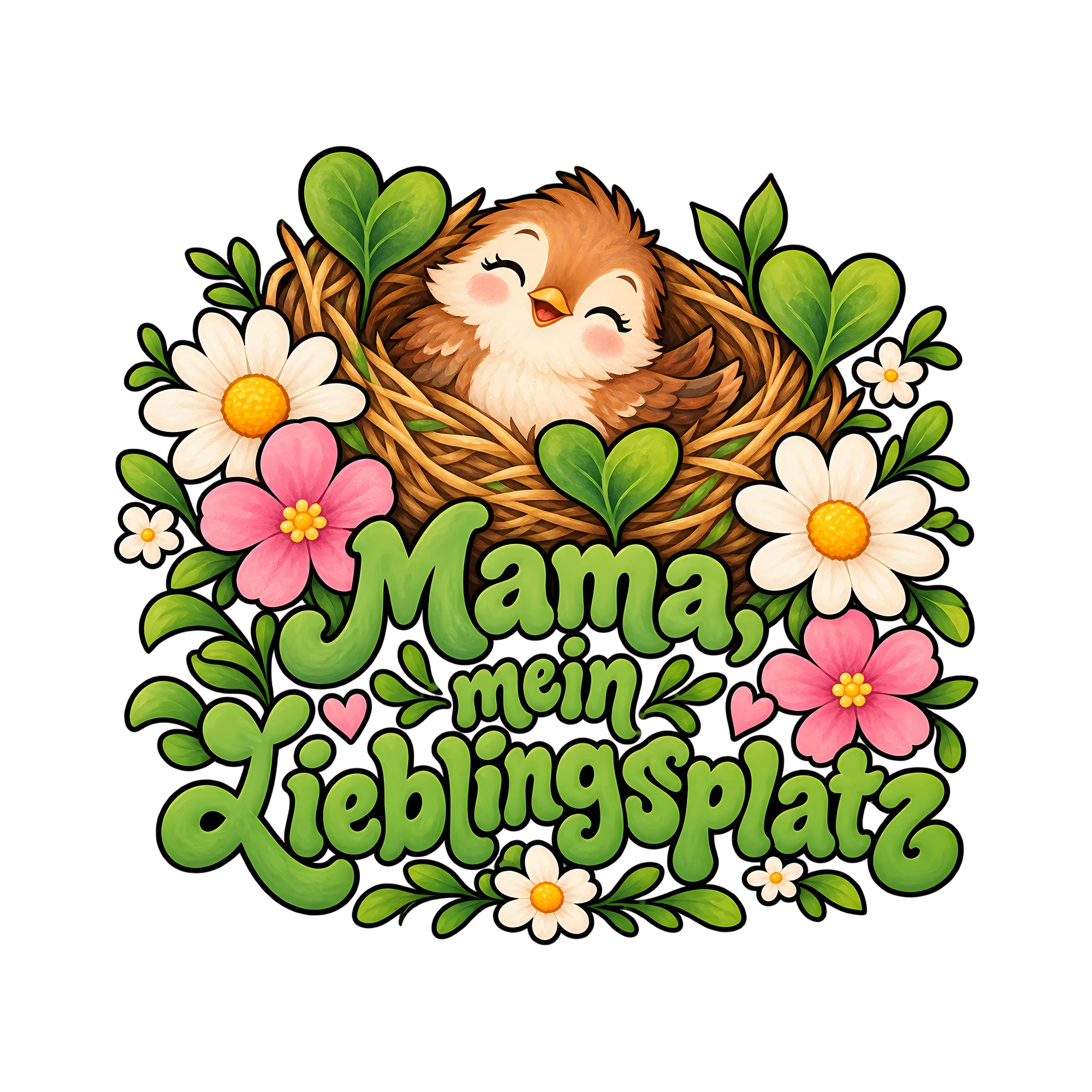 Bügelbild Mama, mein Lieblingsplatz als Grafik auf weißem Hintergrund (BB012385)