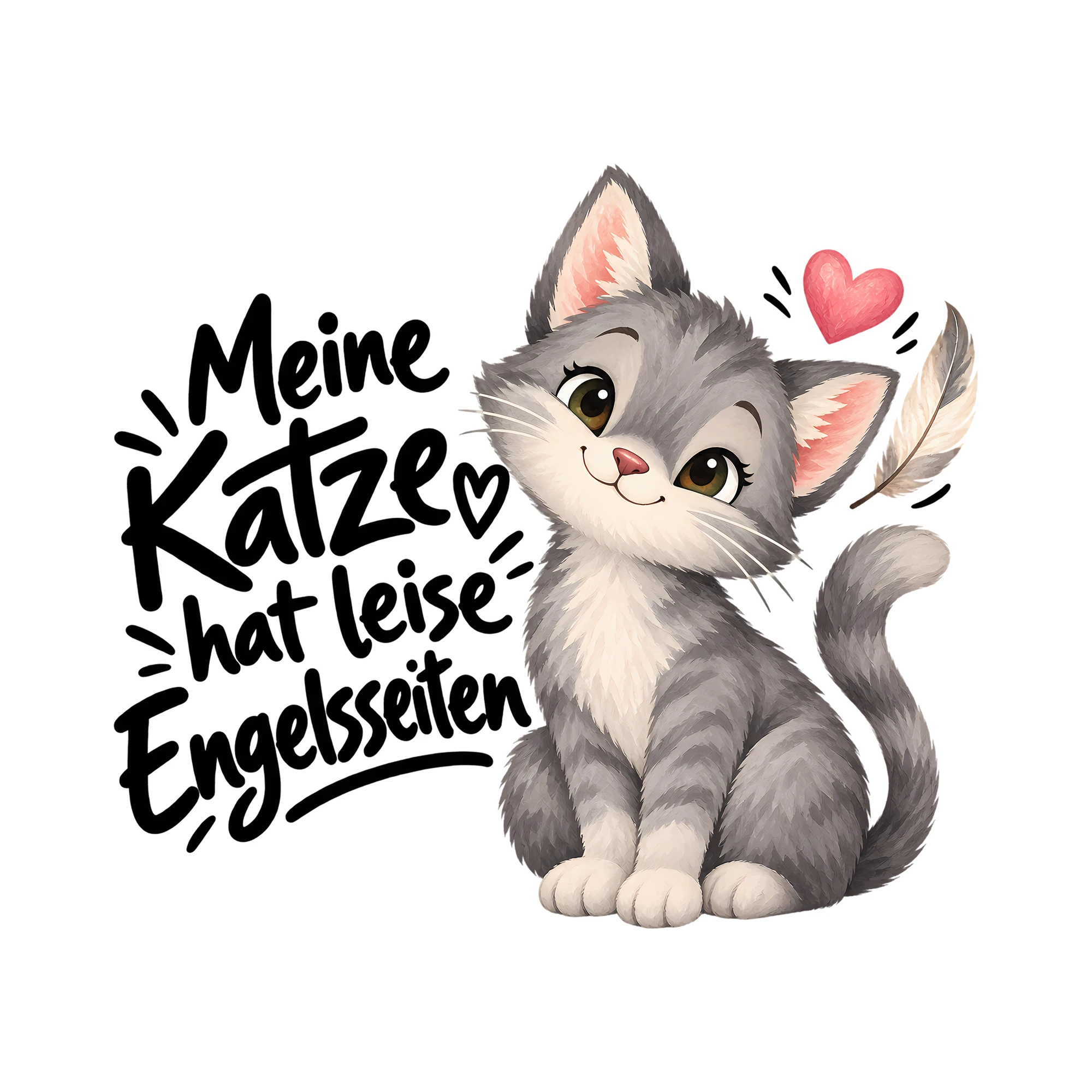 Bügelbild Meine Katze hat leise Engelsseiten als Grafik auf weißem Hintergrund (BB013083)