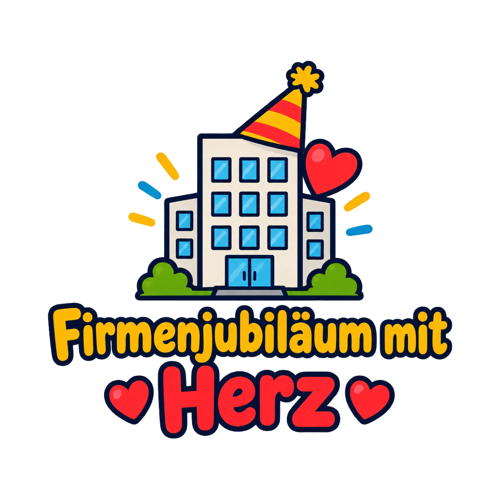 Bügelbild Firmenjubiläum mit Herz als Grafik auf weißem Hintergrund (BB020572)