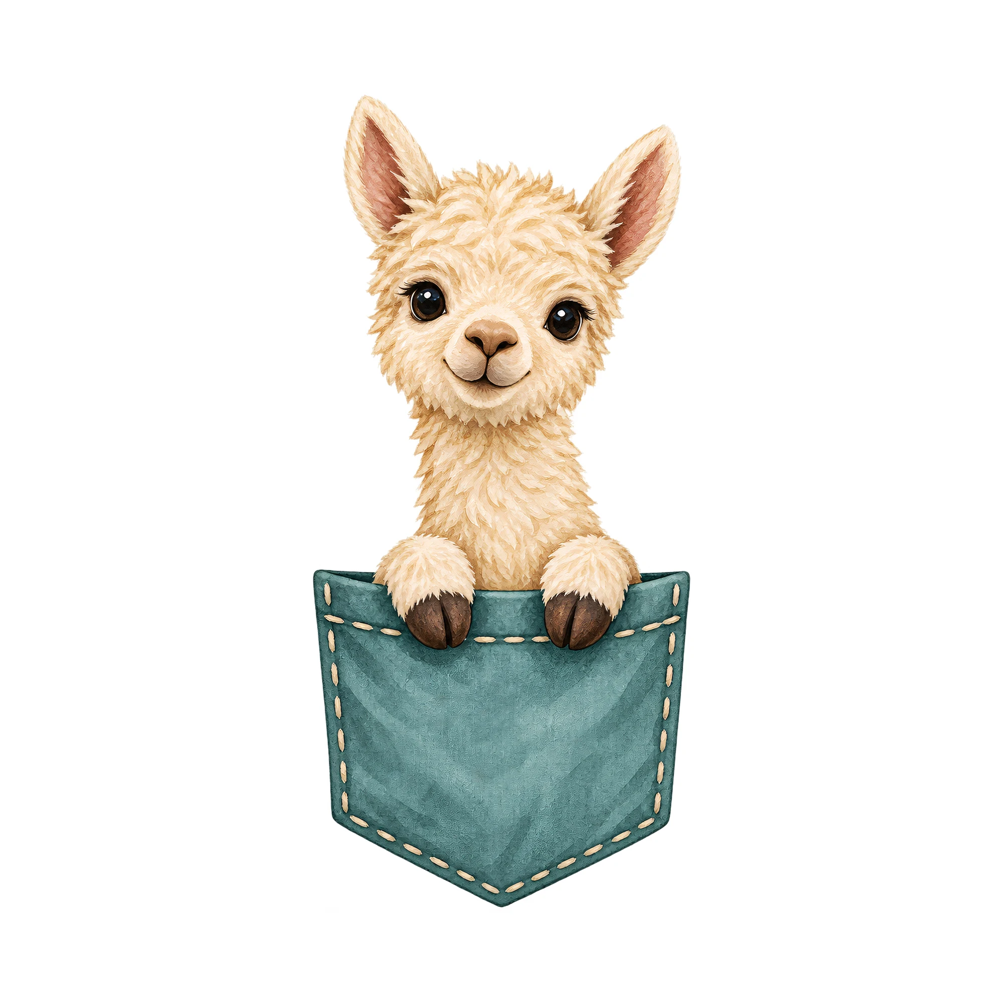 Bügelbild Alpaka Brusttasche, Tiere Shirt Motiv als Grafik auf weißem Hintergrund (BB016149)