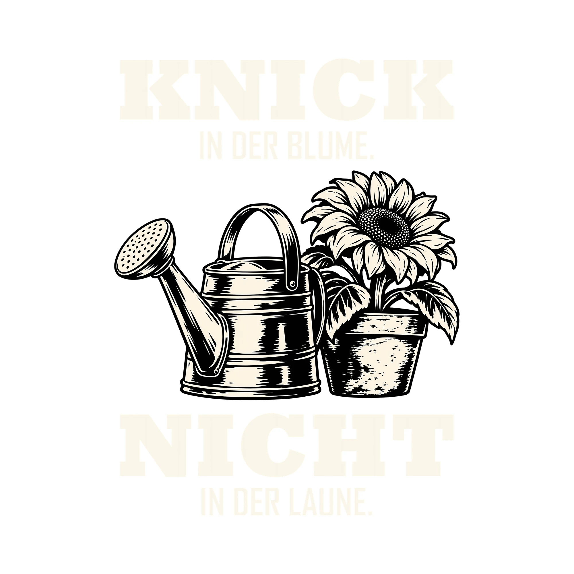 Bügelbild KNICK IN DER BLUME. NICHT IN DER LAUNE. als Grafik auf weißem Hintergrund (BB013204)