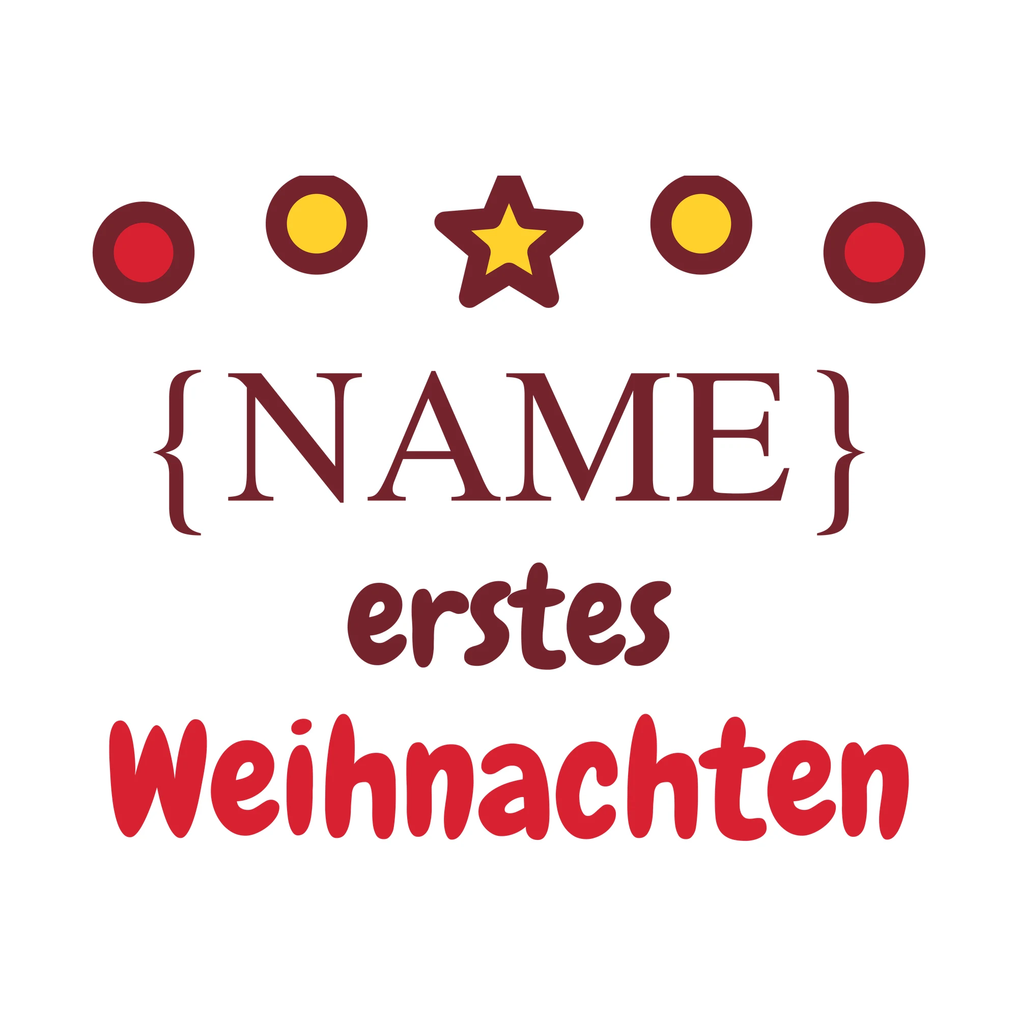 Bügelbild Erste Weihnachten Baby als Grafik auf weißem Hintergrund (BB010159)