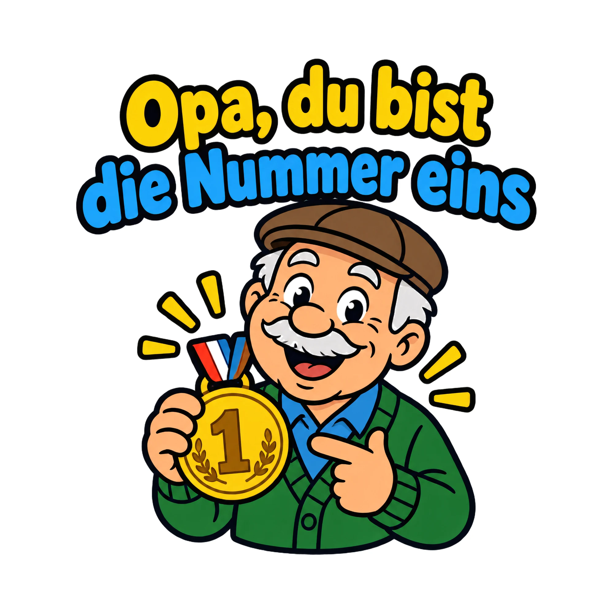 Bügelbild Opa, du bist die Nummer eins als Grafik auf weißem Hintergrund (BB019245)