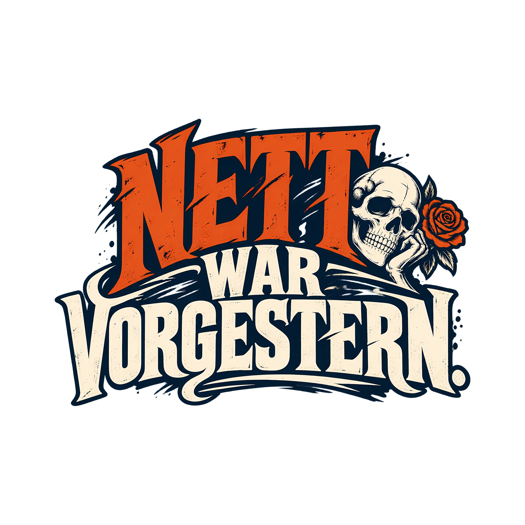 Bügelbild NETT WAR VORGESTERN. als Grafik auf weißem Hintergrund (BB013958)