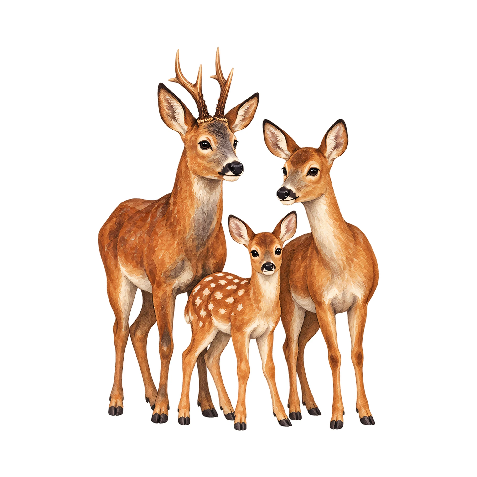 Bügelbild Rehfamilie, Tiere Shirt Spruch als Grafik auf weißem Hintergrund (BB018244)