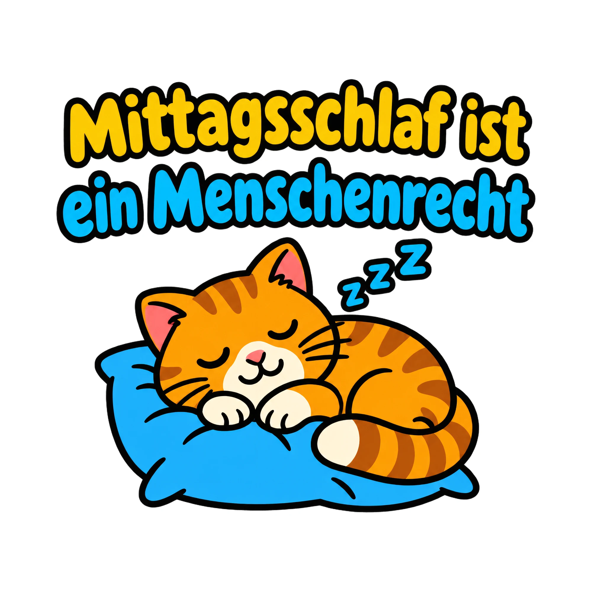 Bügelbild Mittagsschlaf ist ein Menschenrecht als Grafik auf weißem Hintergrund (BB018766)