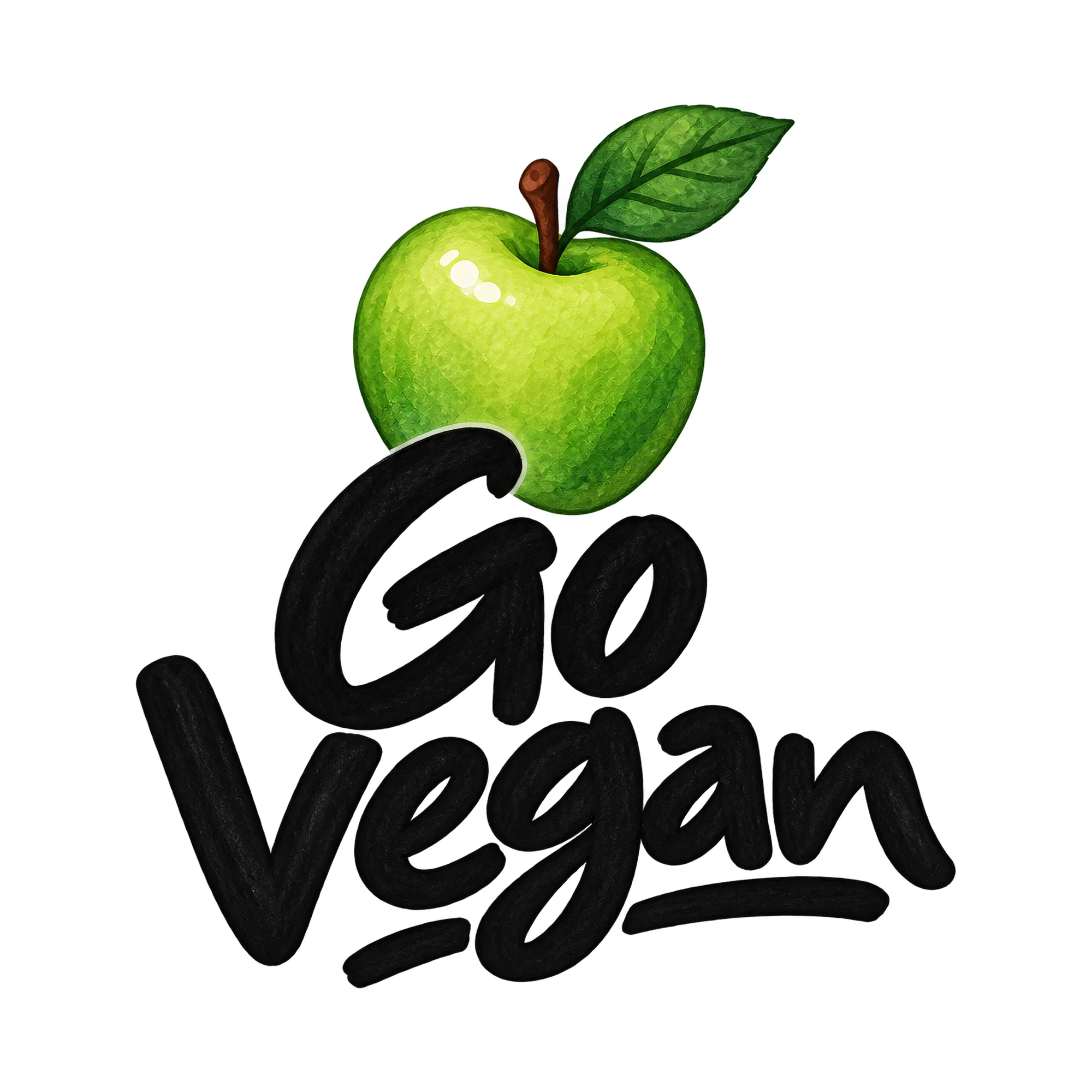 Bügelbild Go Vegan, Küchen Spruch Bügelbild als Grafik auf weißem Hintergrund (BB015103)