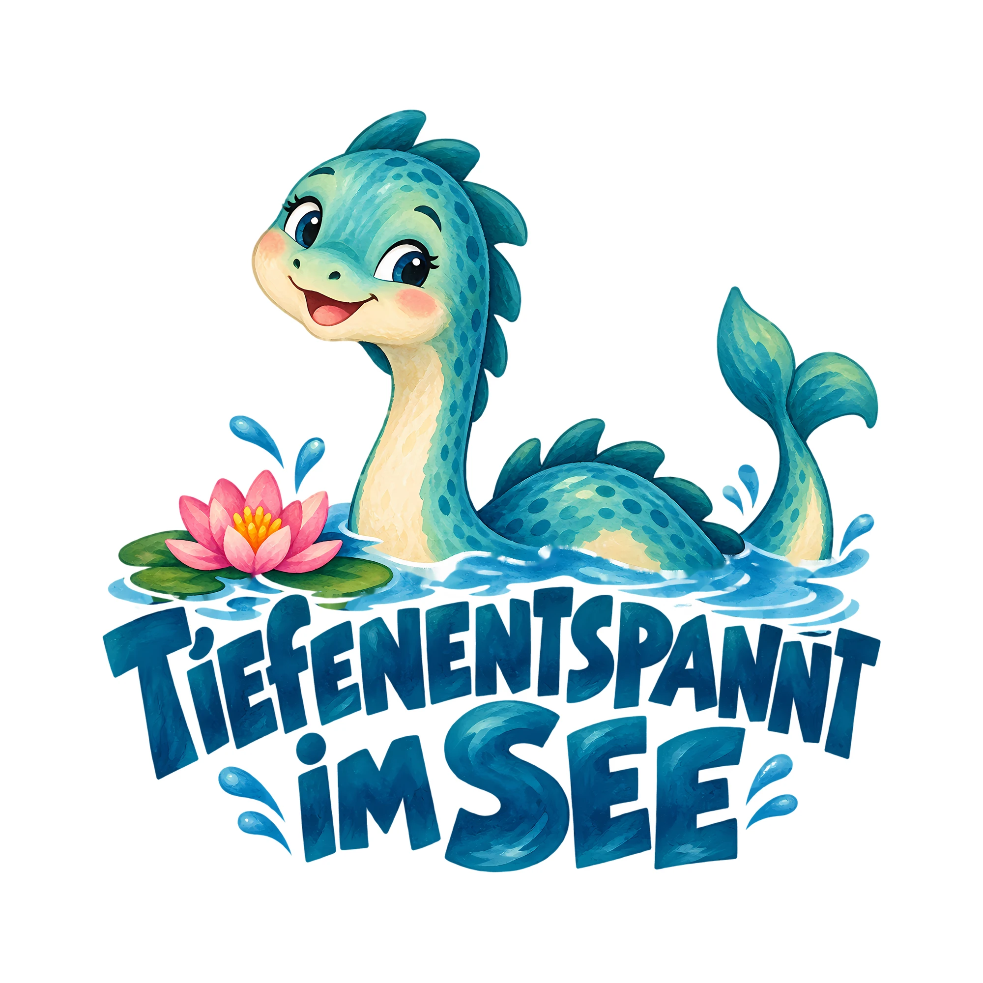 Bügelbild Tiefenentspannt im See als Grafik auf weißem Hintergrund (BB013273)