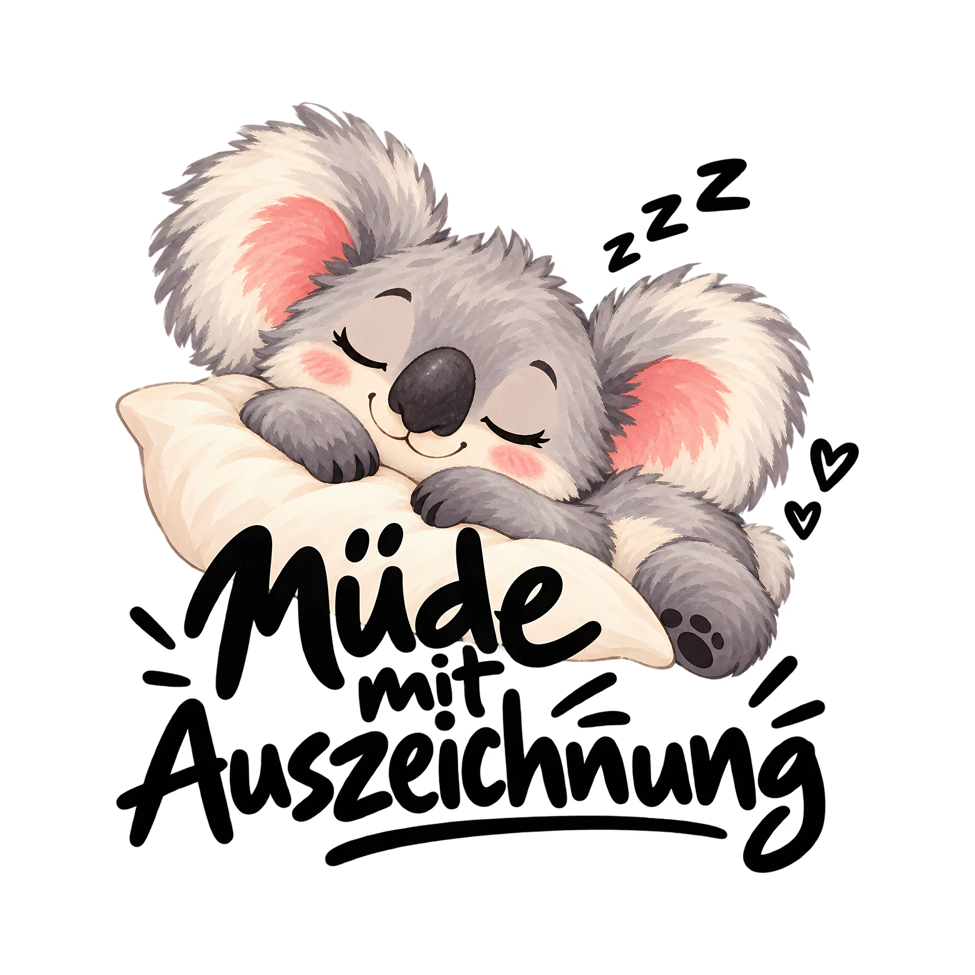 Bügelbild Müde mit Auszeichnung als Grafik auf weißem Hintergrund (BB014343)