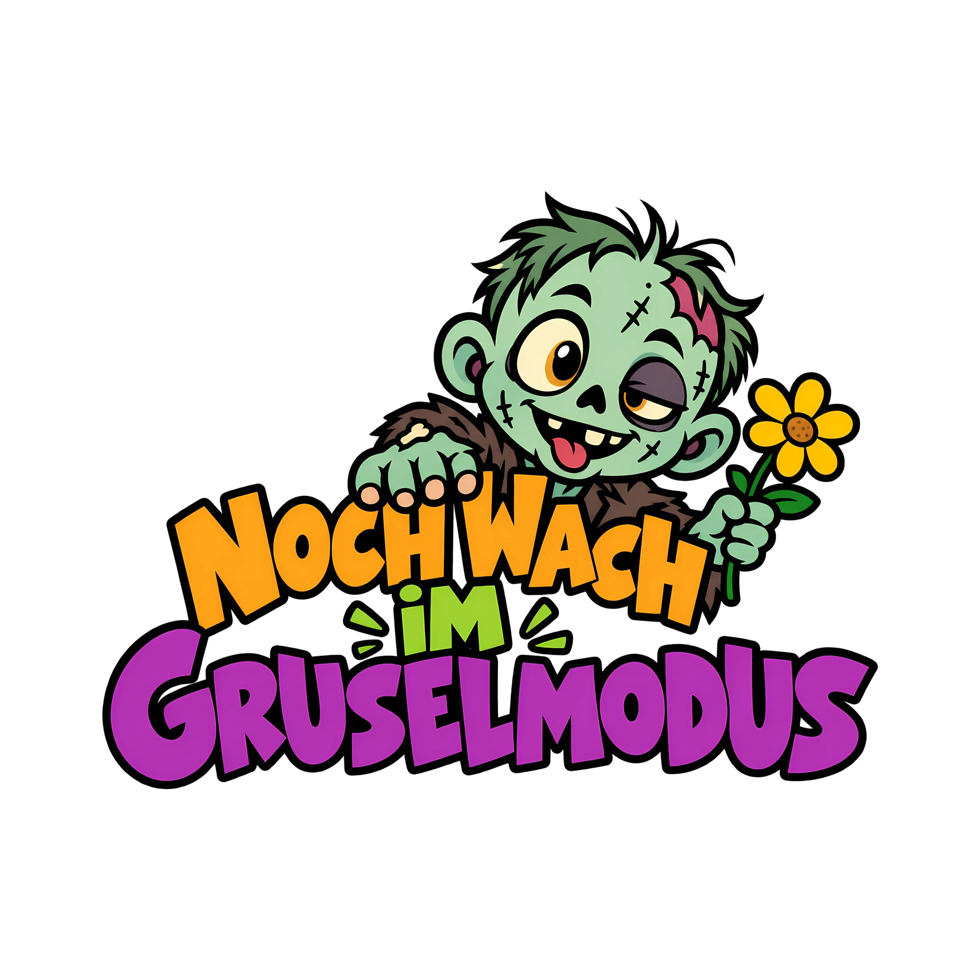 Bügelbild Noch wach im Gruselmodus als Grafik auf weißem Hintergrund (BB012645)