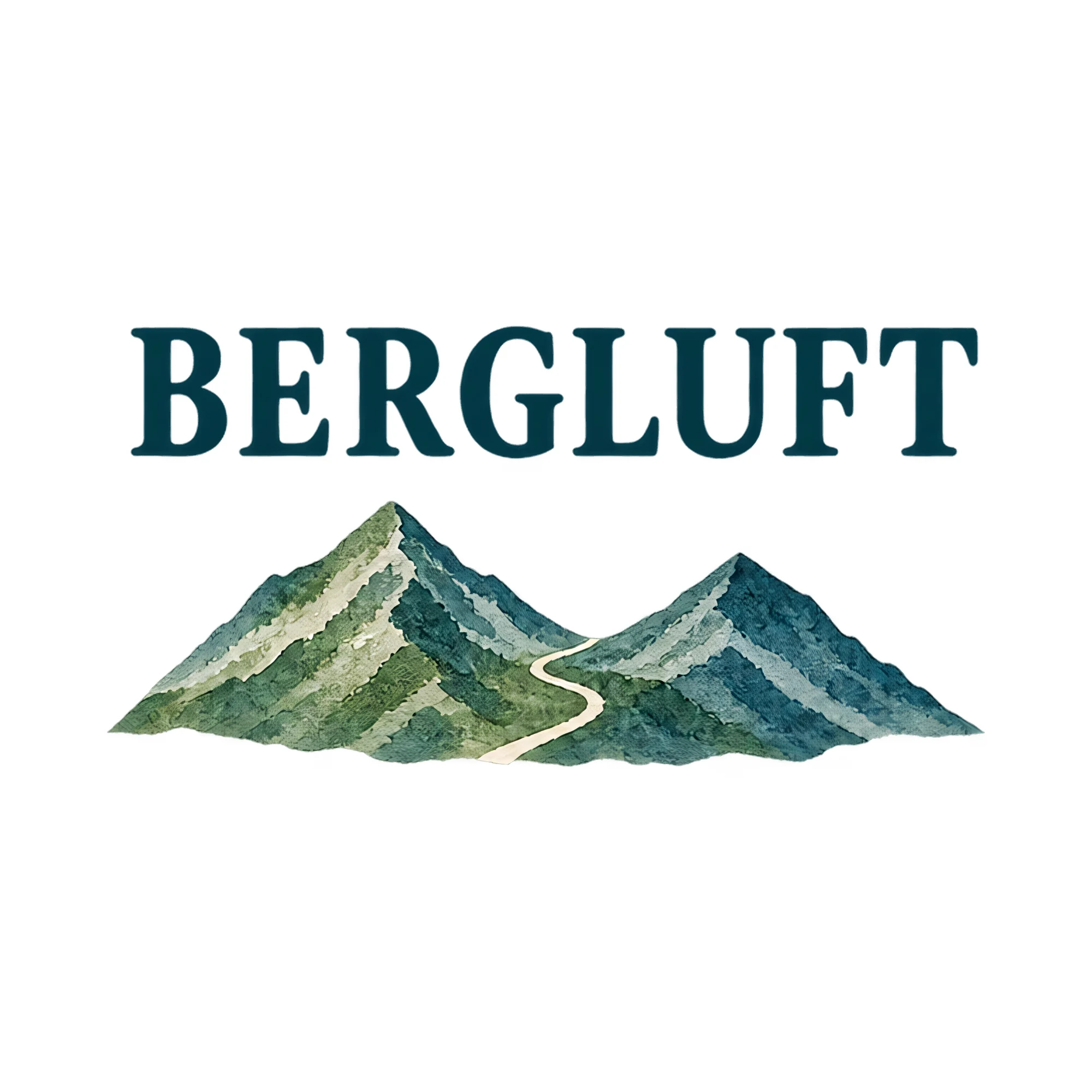 Bügelbild BERGLUFT als Grafik auf weißem Hintergrund (BB021225)