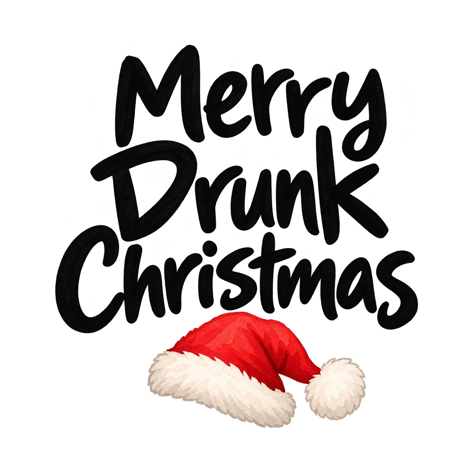 Bügelbild „Merry Drunk Christmas“, Weihnachtspullover Spruch als Grafik auf weißem Hintergrund (BB014827)