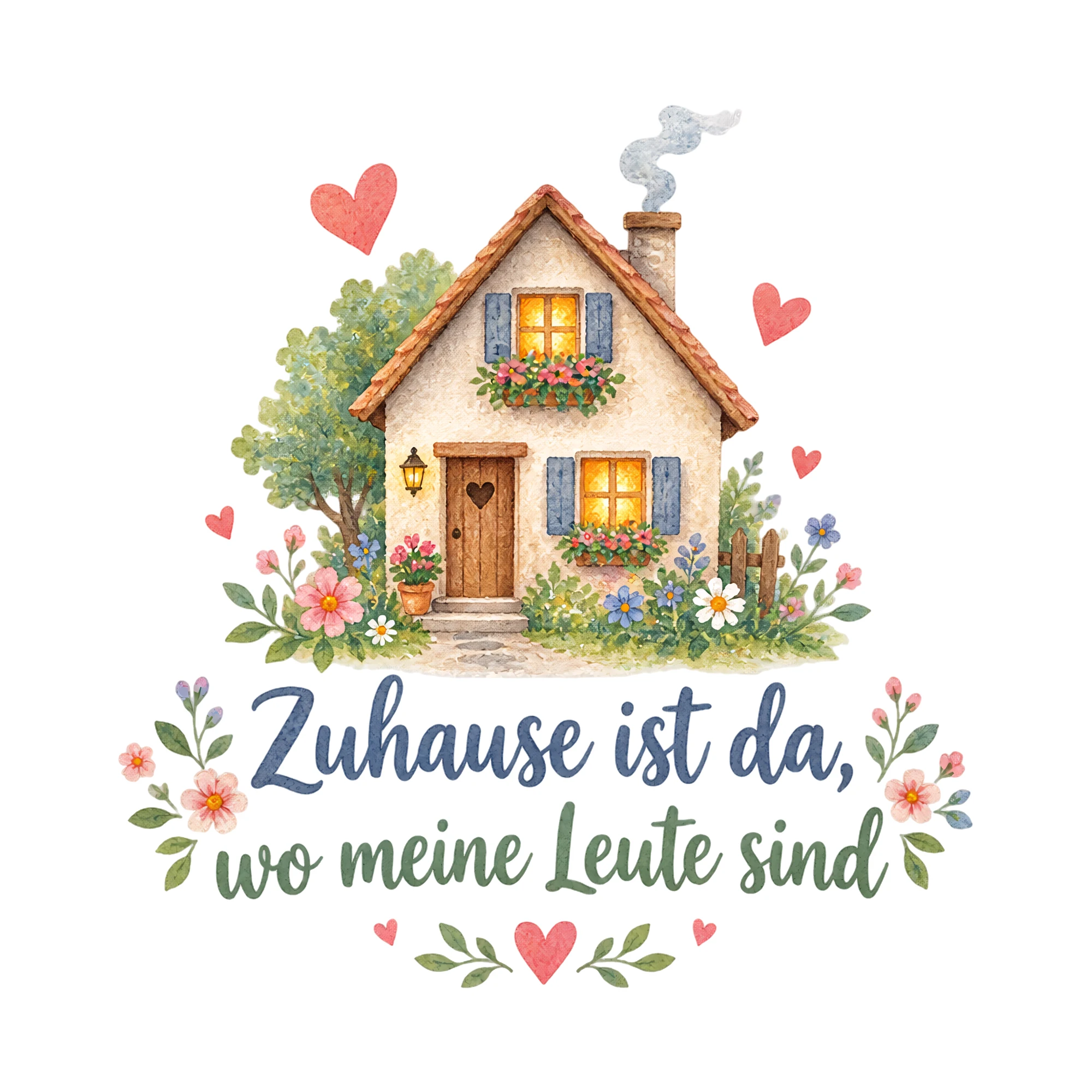 Bügelbild Zuhause ist da, wo meine Leute sind, Mama Papa Shirt Spruch als Grafik auf weißem Hintergrund (BB016700)