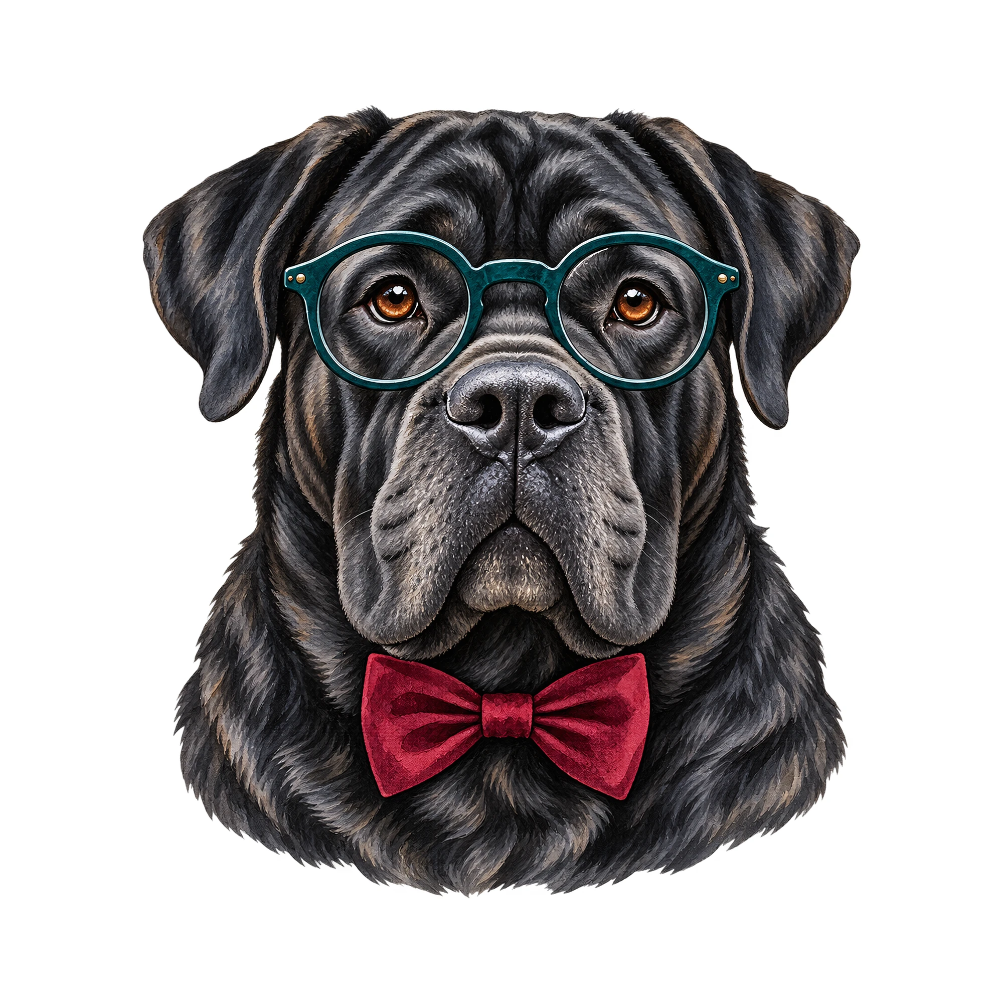 Bügelbild Hund Mit Brille | Tiere Shirt Motiv als Grafik auf weißem Hintergrund (BB016172)