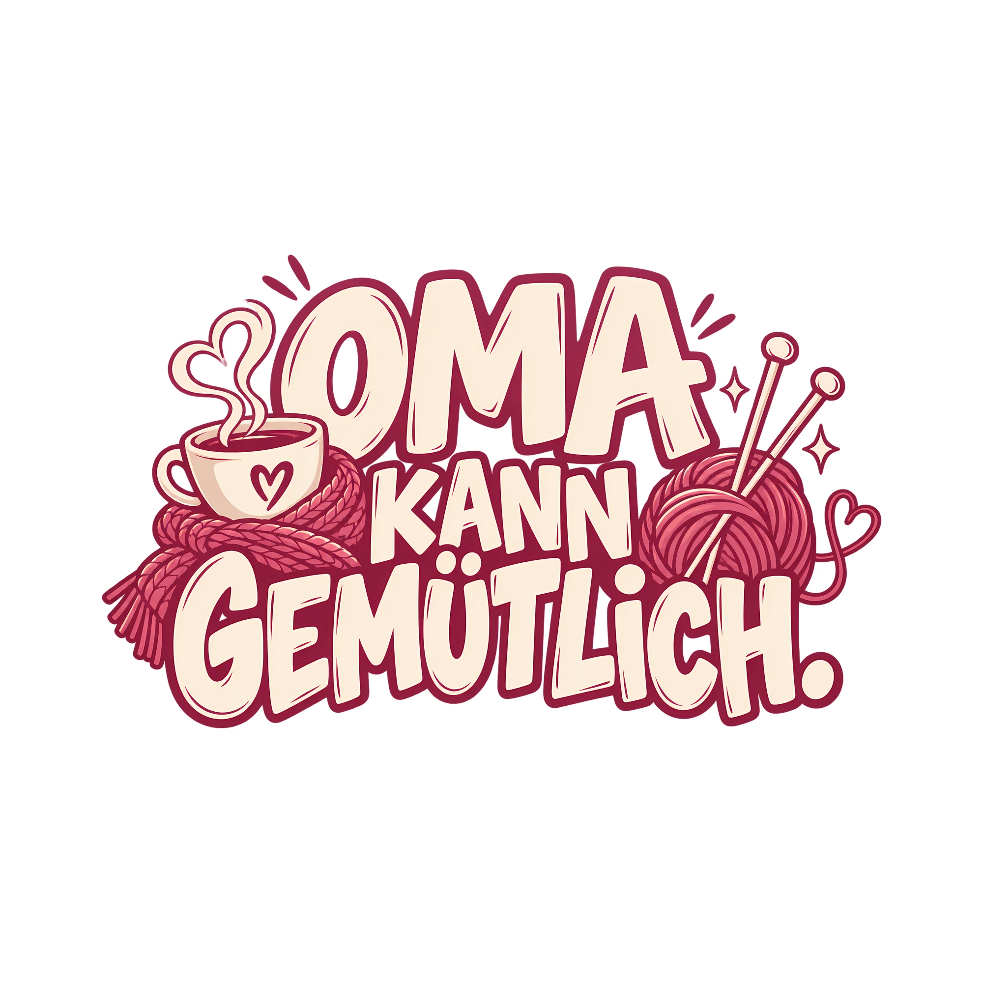 Bügelbild OMA KANN GEMÜTLICH. als Grafik auf weißem Hintergrund (BB012467)