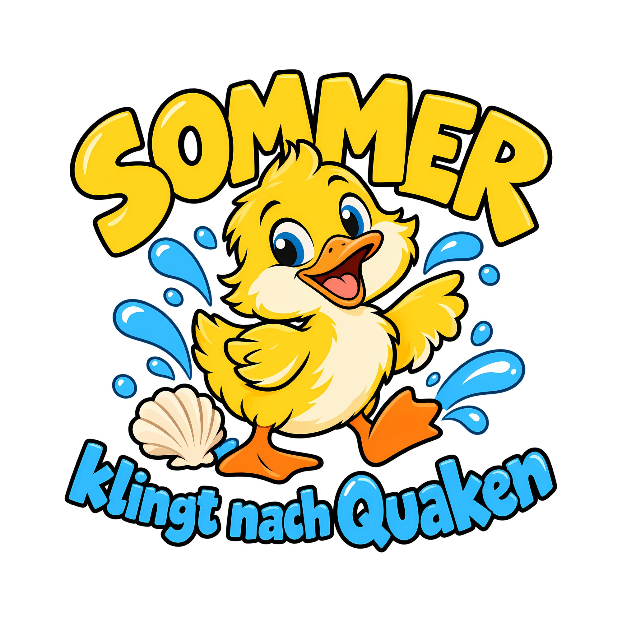 Bügelbild Sommer klingt nach Quaken als Grafik auf weißem Hintergrund (BB014480)