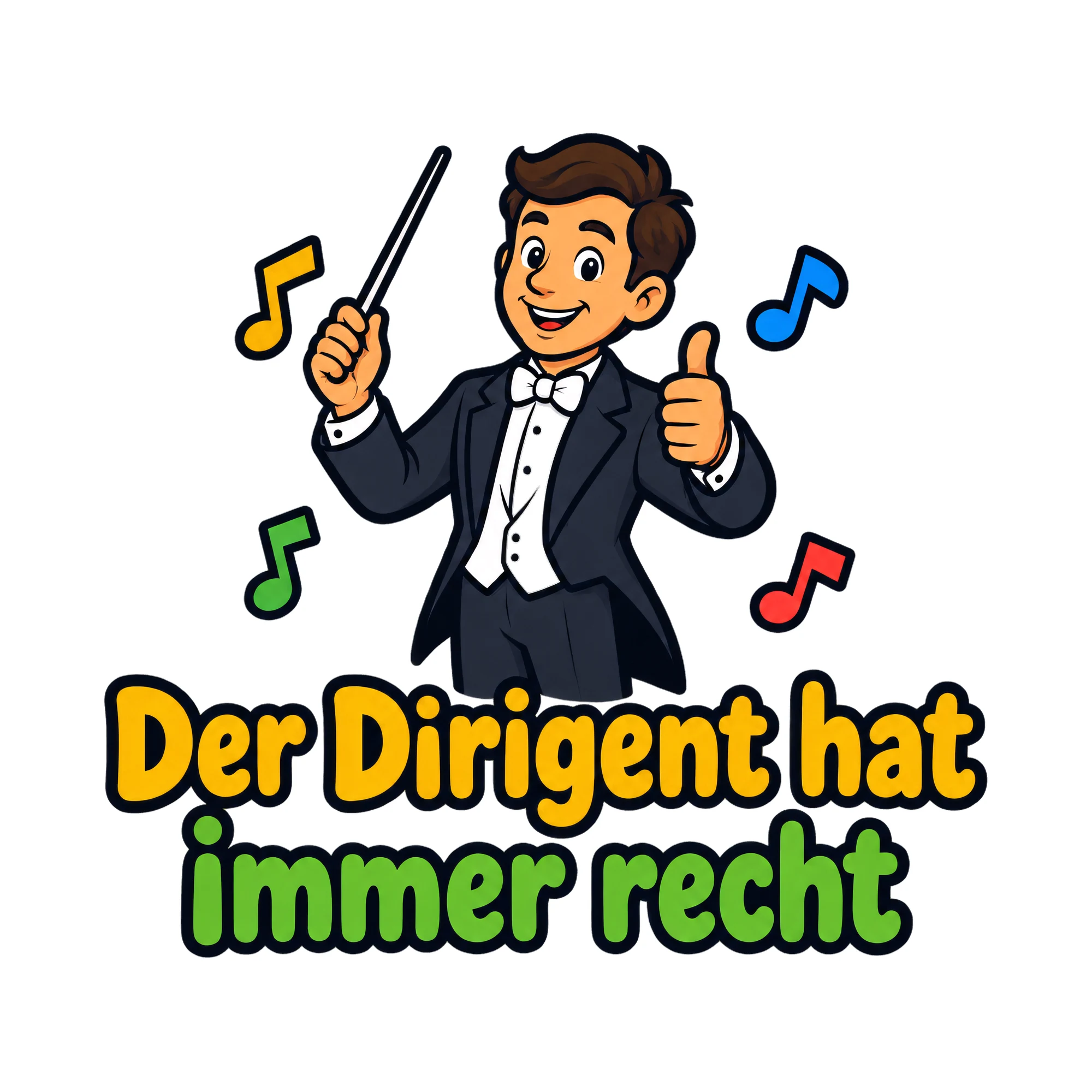 Bügelbild Der Dirigent hat immer recht, Vereine Shirt Spruch als Grafik auf weißem Hintergrund (BB020481)