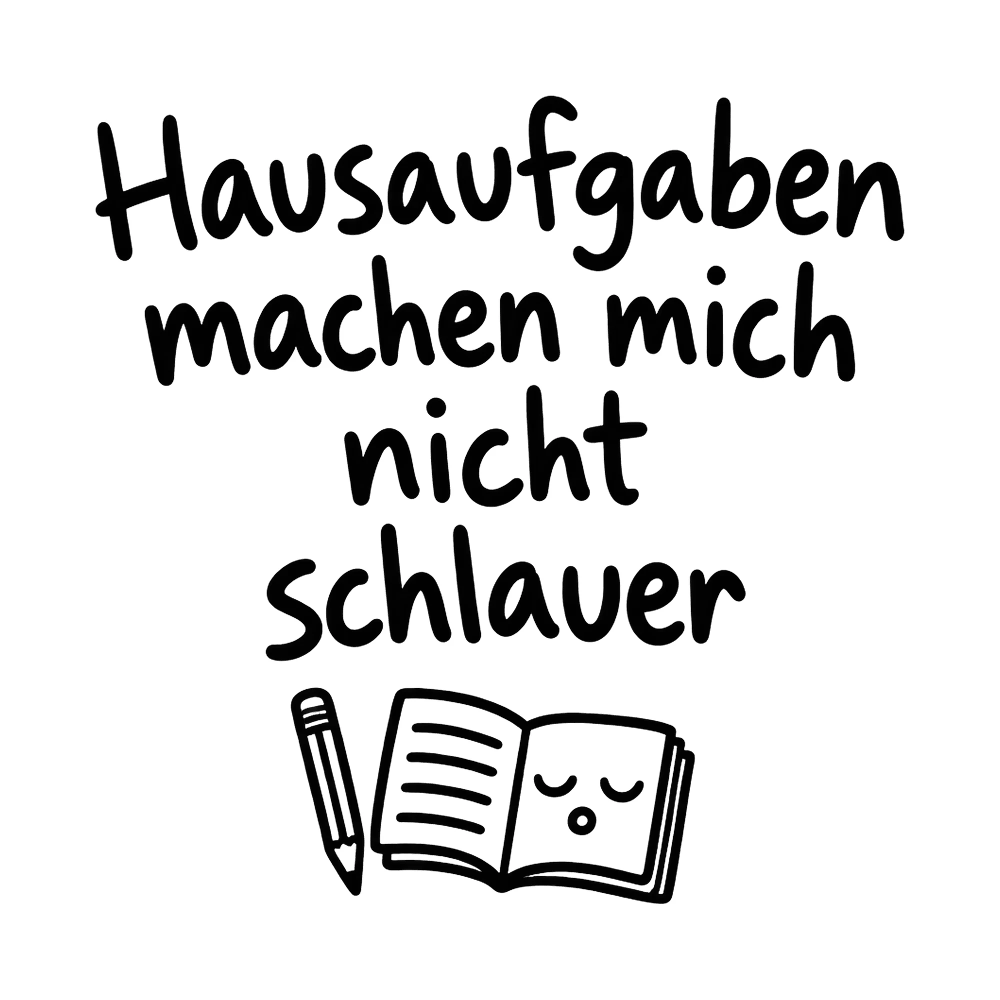 Bügelbild Hausaufgaben machen mich nicht schlauer, Lustiger Shirt Spruch als Grafik auf weißem Hintergrund (BB016759)