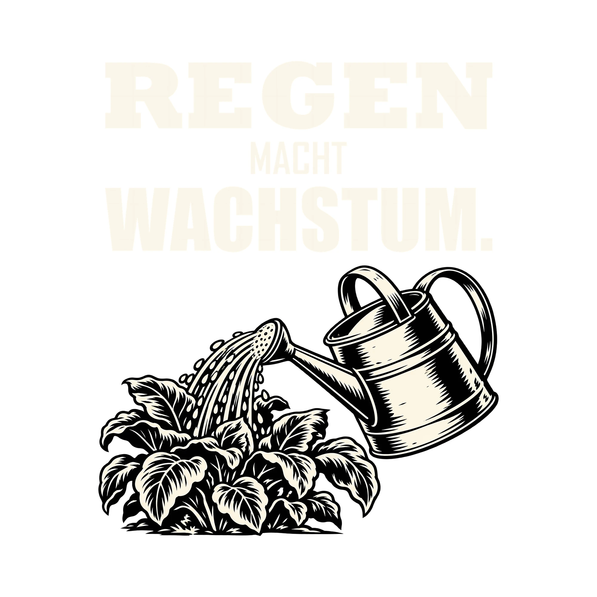 Bügelbild REGEN MACHT WACHSTUM. als Grafik auf weißem Hintergrund (BB013199)