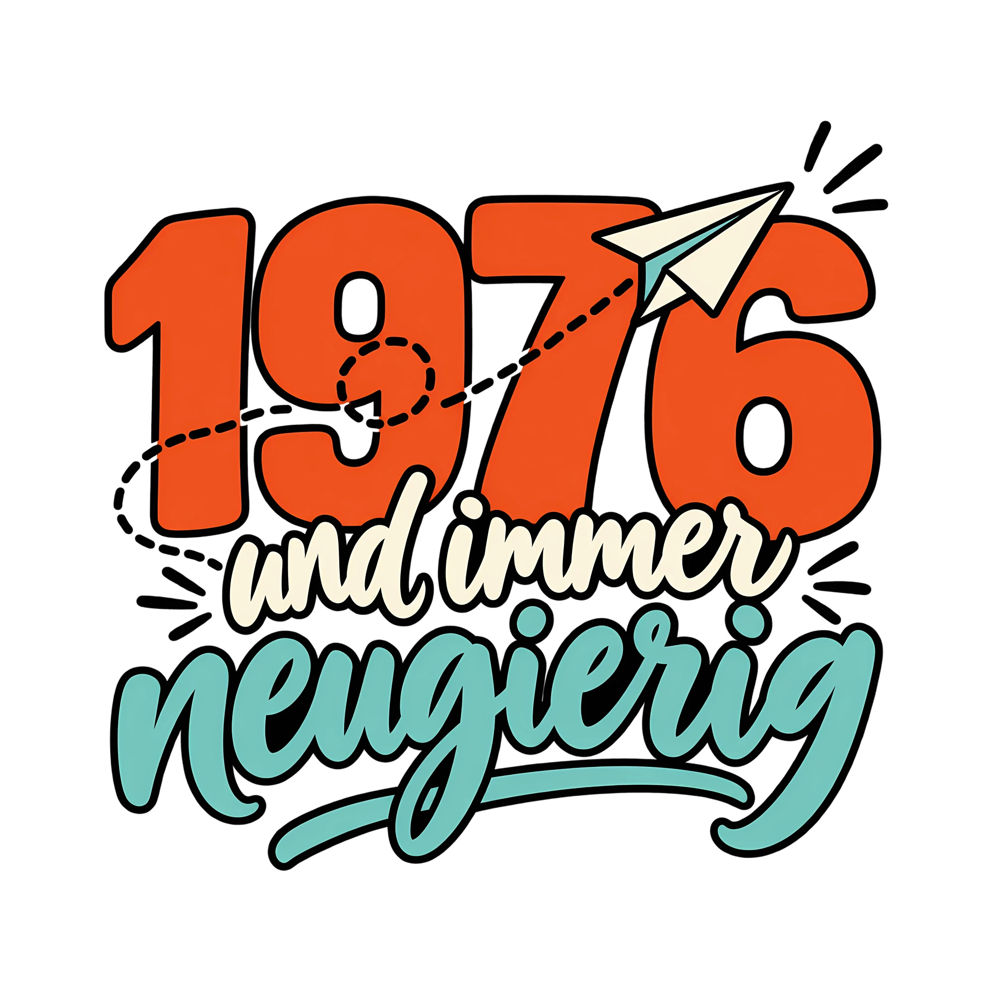 Bügelbild 1976 und immer neugierig als Grafik auf weißem Hintergrund (BB013662)