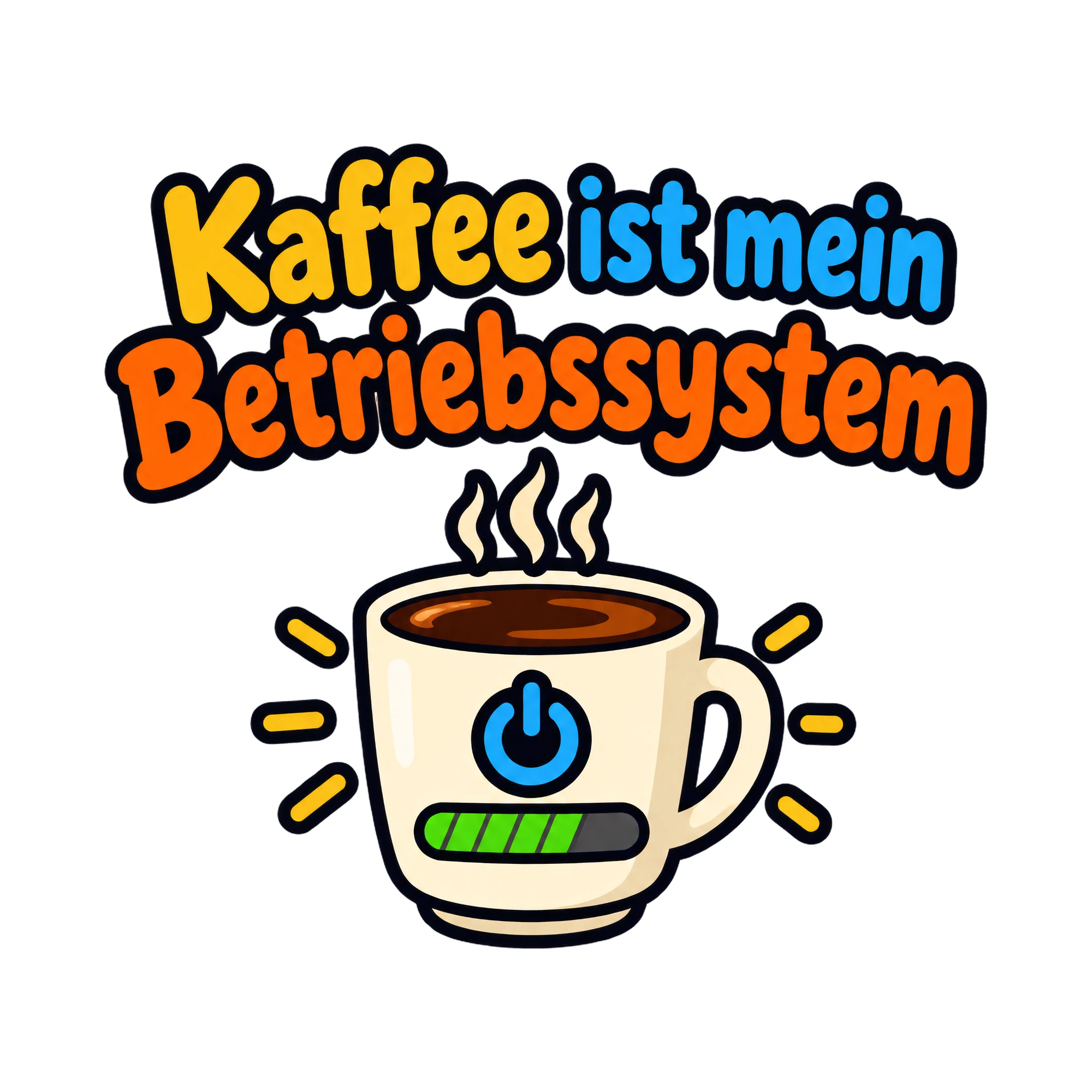 Bügelbild Kaffee ist mein Betriebssystem als Grafik auf weißem Hintergrund (BB019491)
