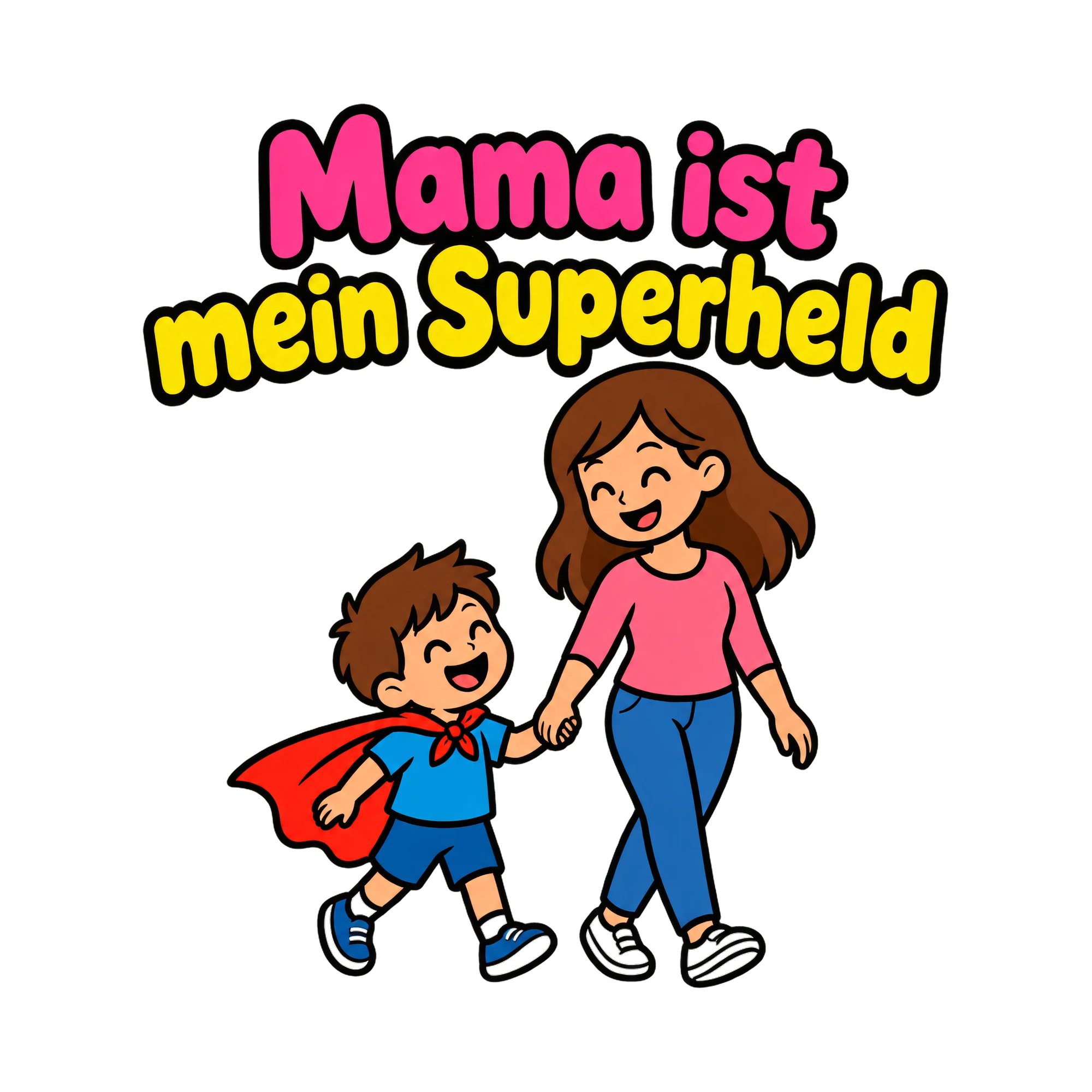 Bügelbild Mama ist mein Superheld als Grafik auf weißem Hintergrund (BB019176)