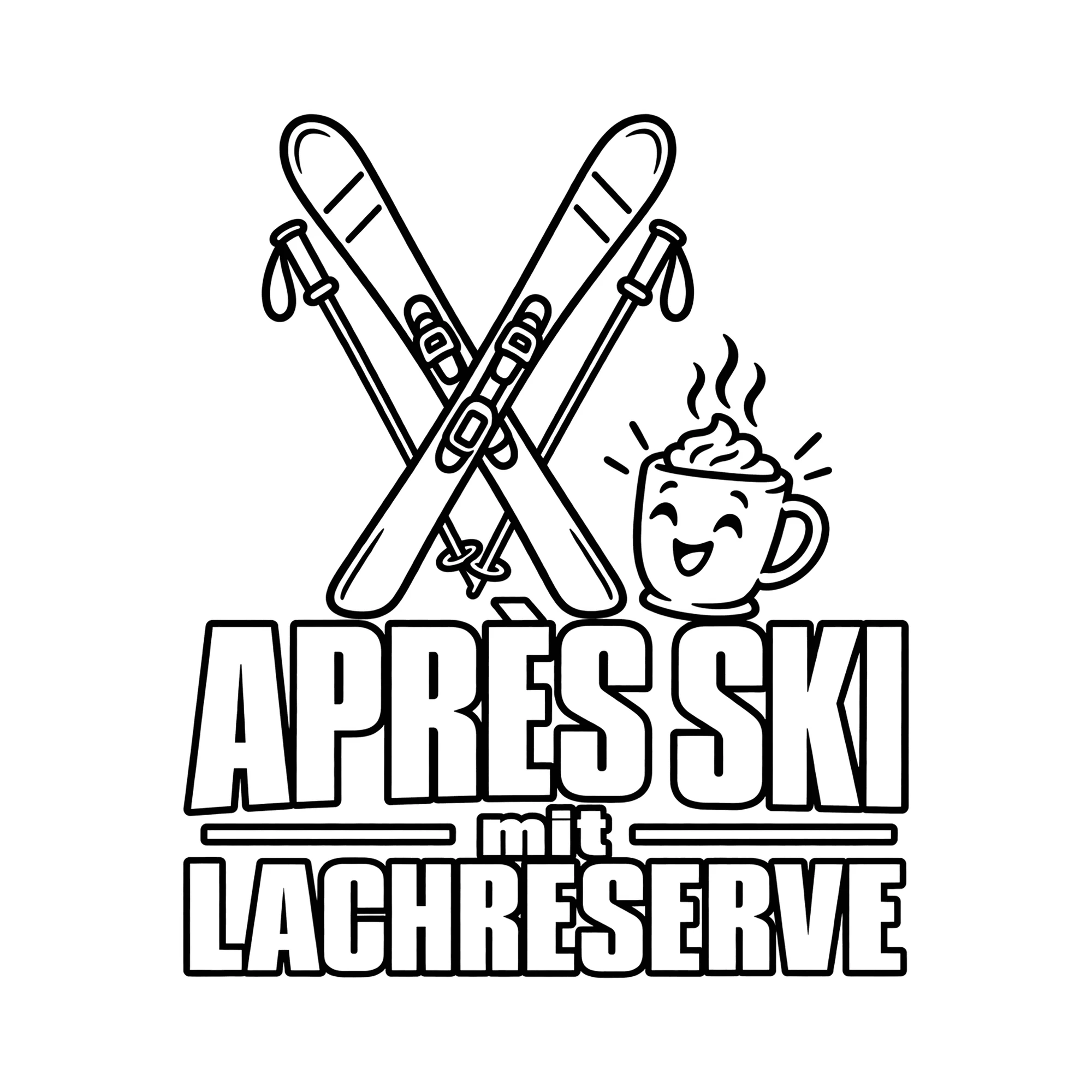 Bügelbild Après Ski mit Lachreserve als Grafik auf weißem Hintergrund (BB013858)