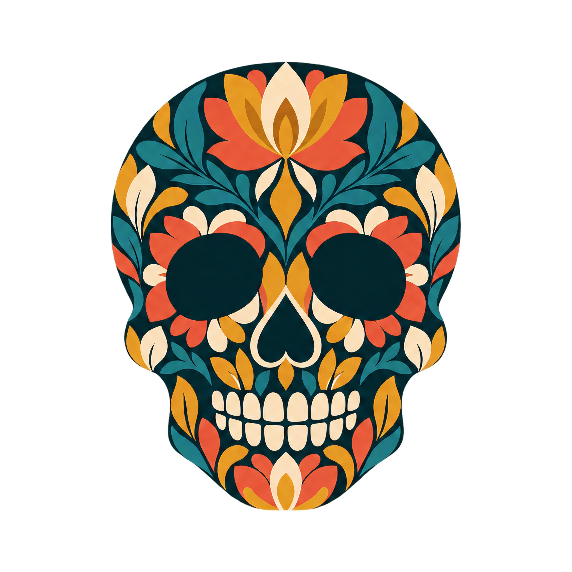 Bügelbild Colorful Skull | Lustiger Shirt Motiv als Grafik auf weißem Hintergrund (BB016085)