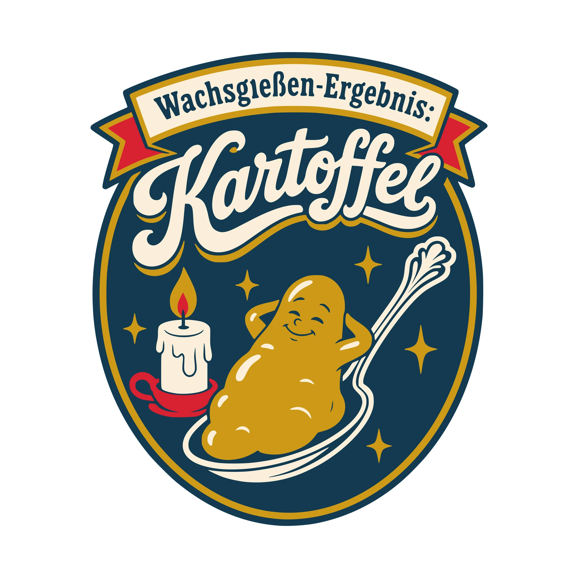 Bügelbild Wachsgießen-Ergebnis: Kartoffel als Grafik auf weißem Hintergrund (BB010435)